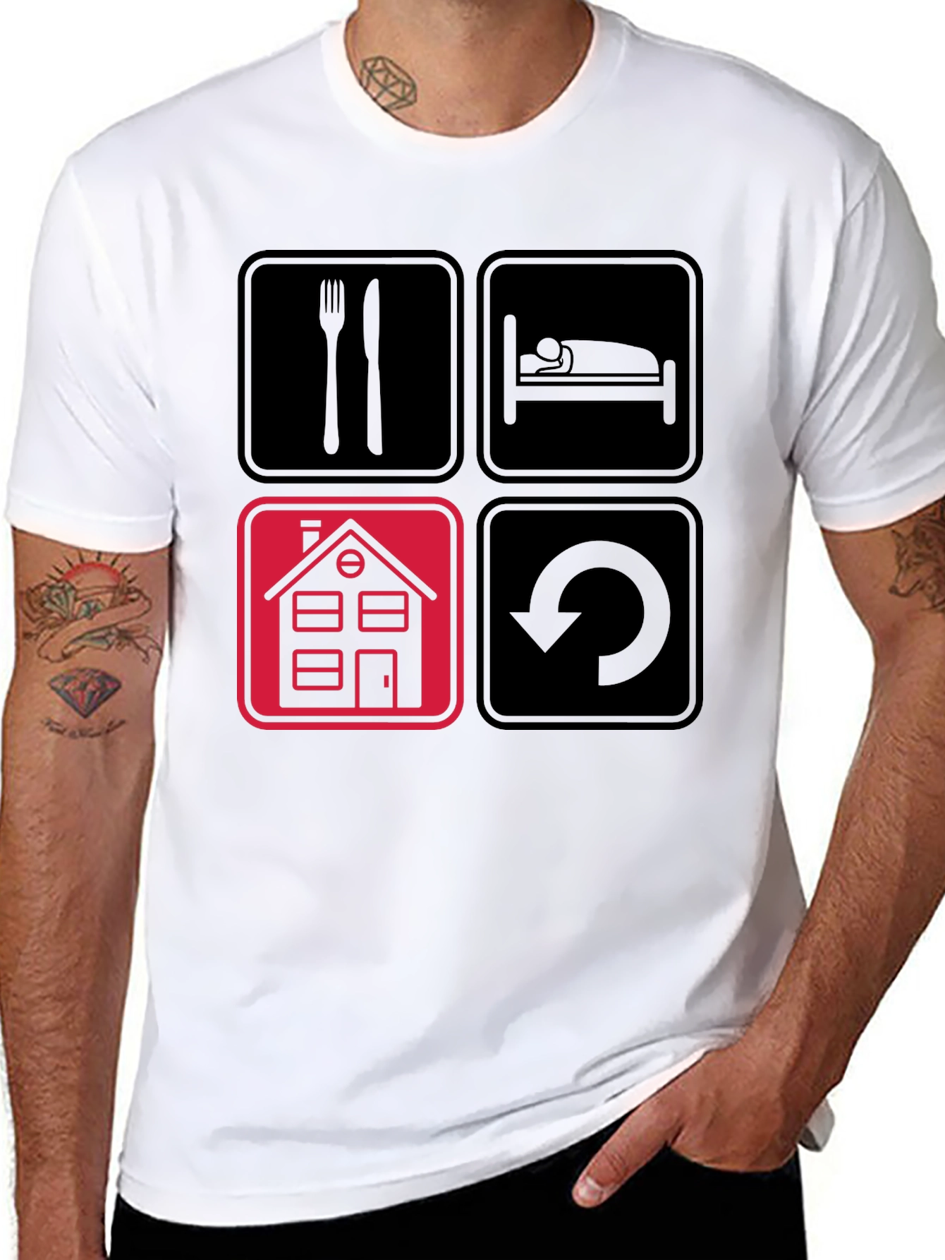 Eat Sleep Home Repeat Black Graphic Tee