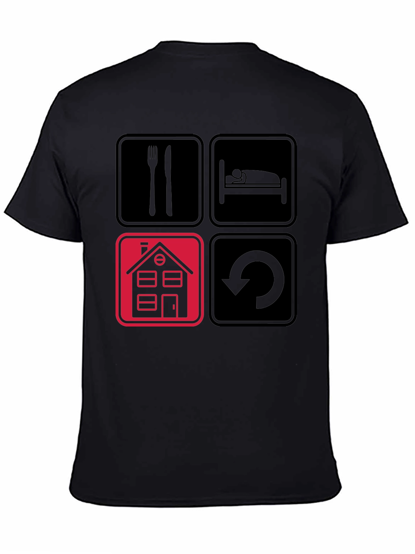 Eat Sleep Home Repeat Black Graphic Tee