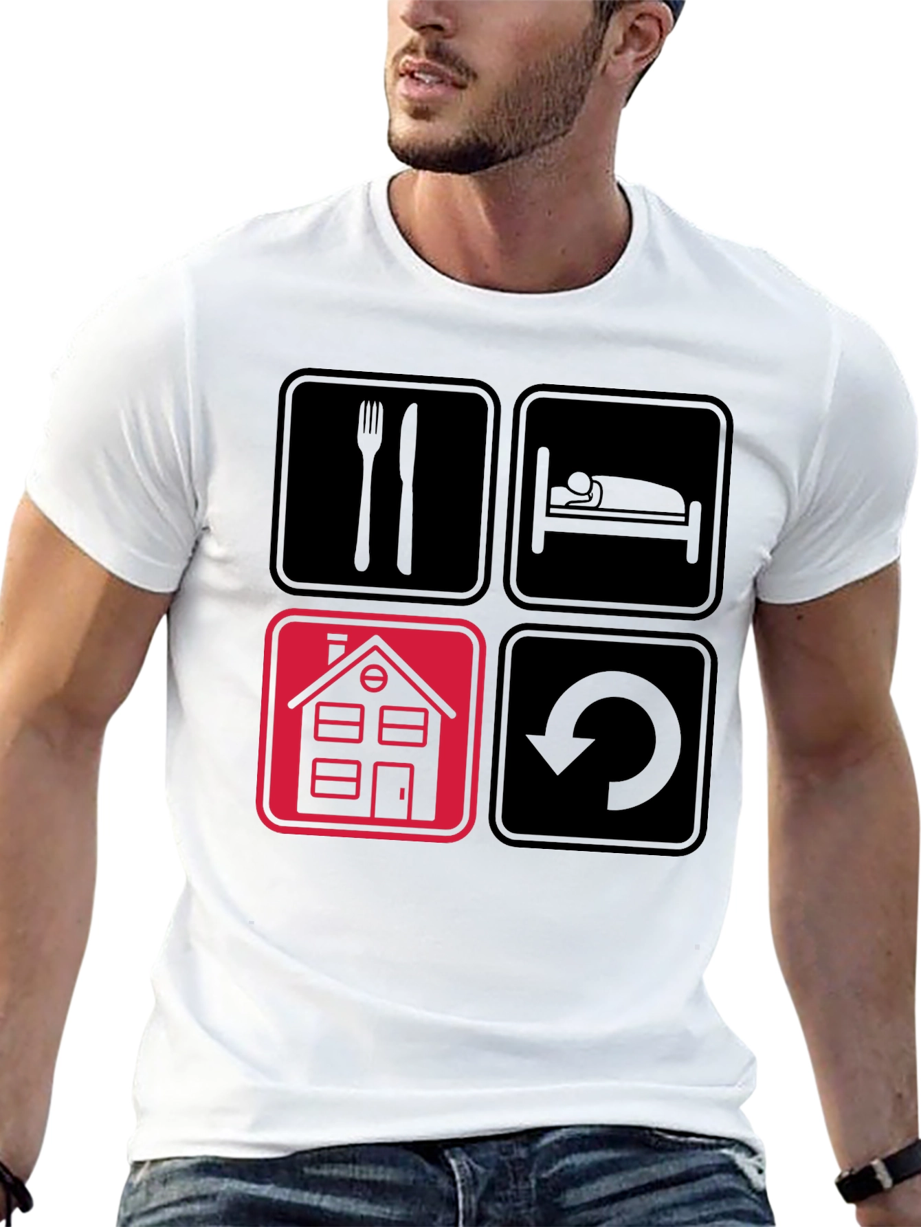 Eat Sleep Home Repeat Black Graphic Tee