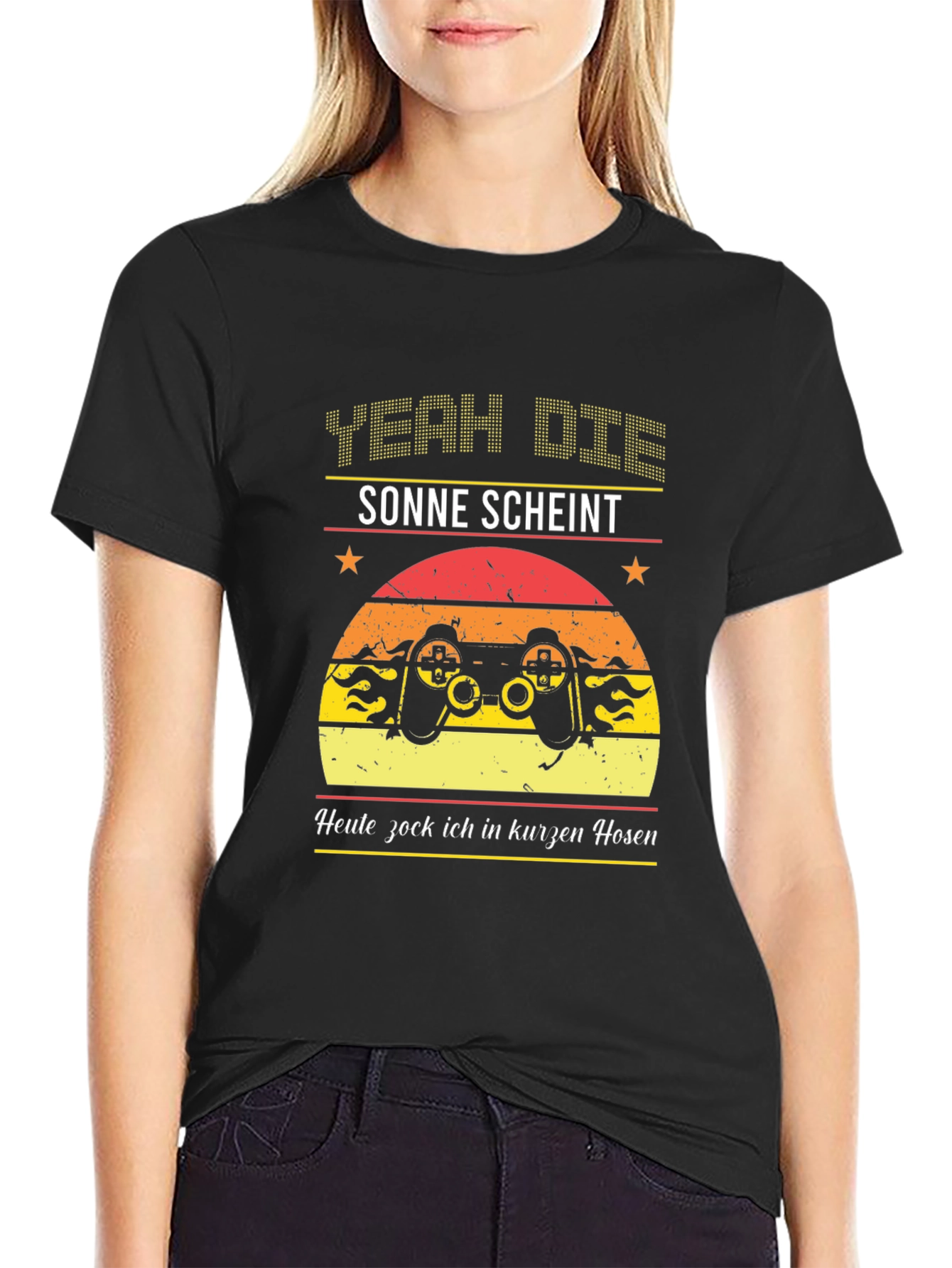 Yeah Dice Sonne Scheint Gaming Black T-Shirt