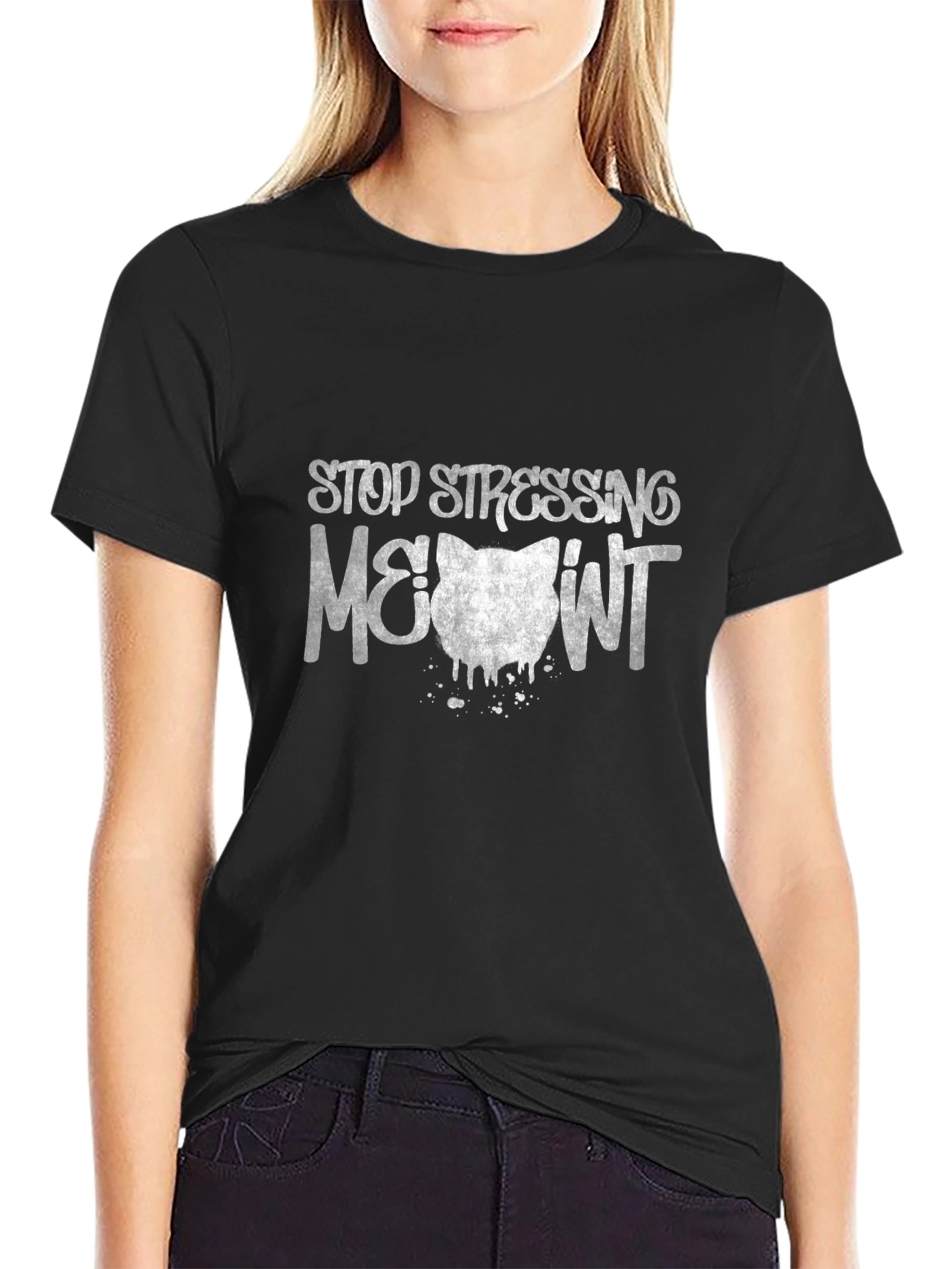 Stop Stressing Meowt Black Cat T-Shirt