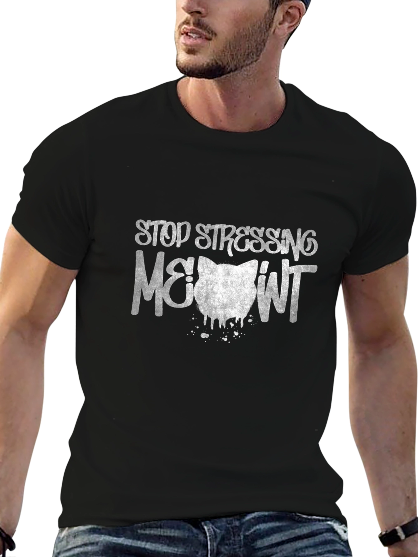 Stop Stressing Meowt Black Cat T-Shirt