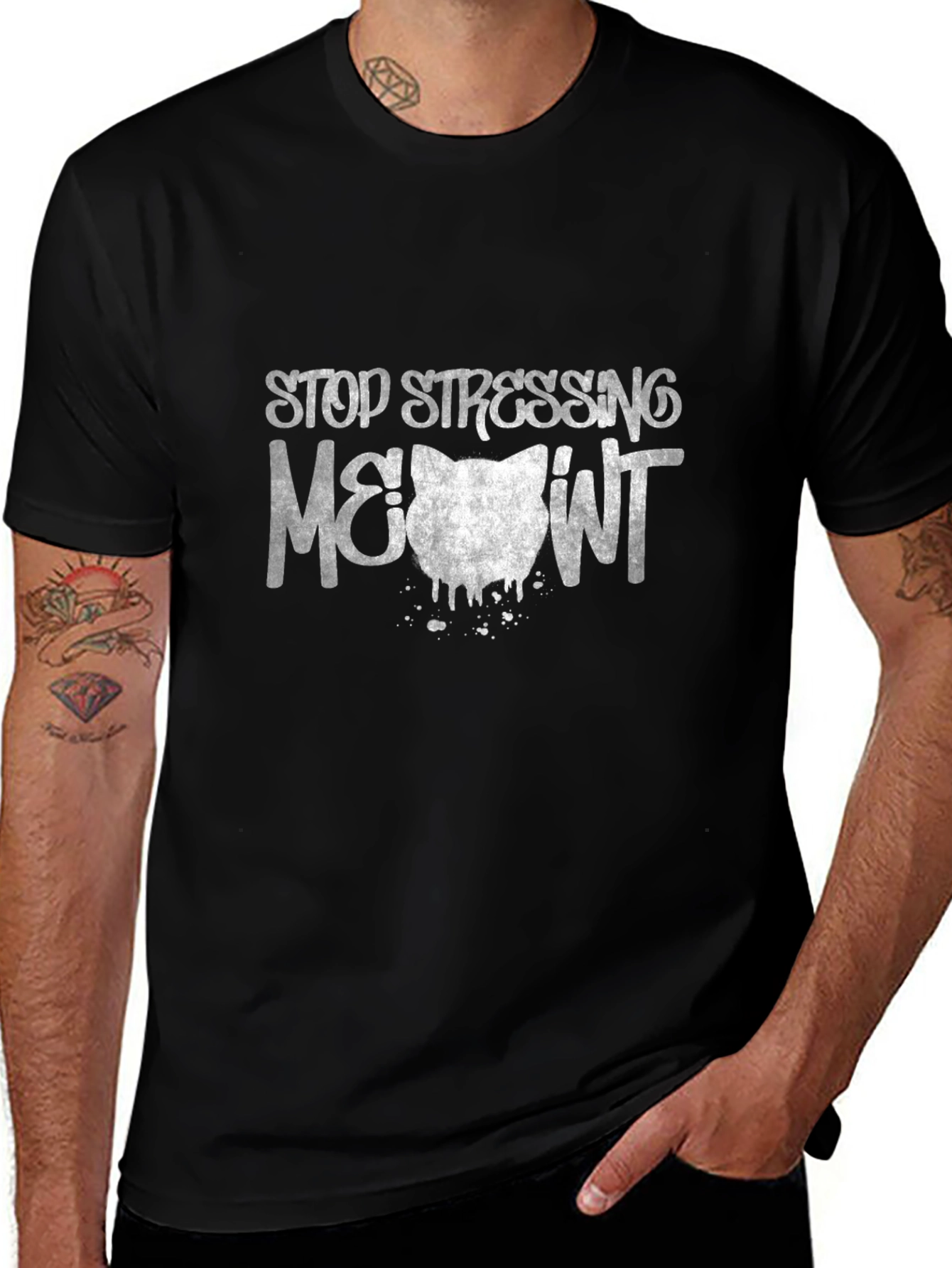 Stop Stressing Meowt Black Cat T-Shirt