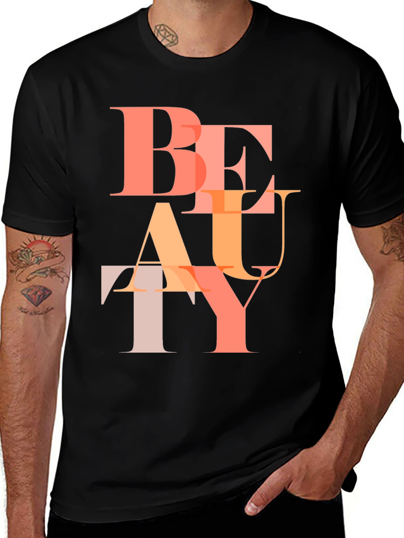 Stylish Beauty Graphic Print Black T-Shirt