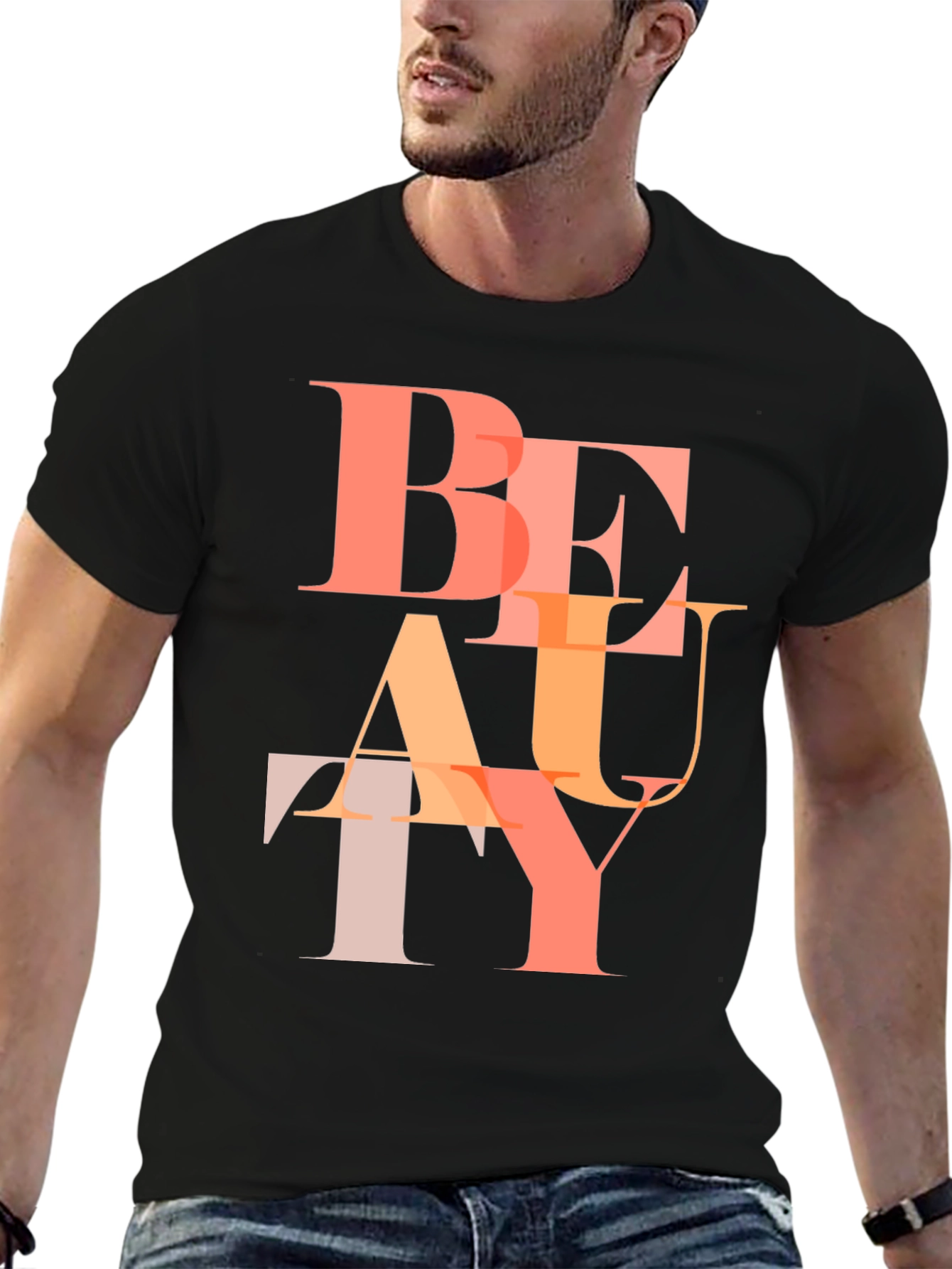 Stylish Beauty Graphic Print Black T-Shirt