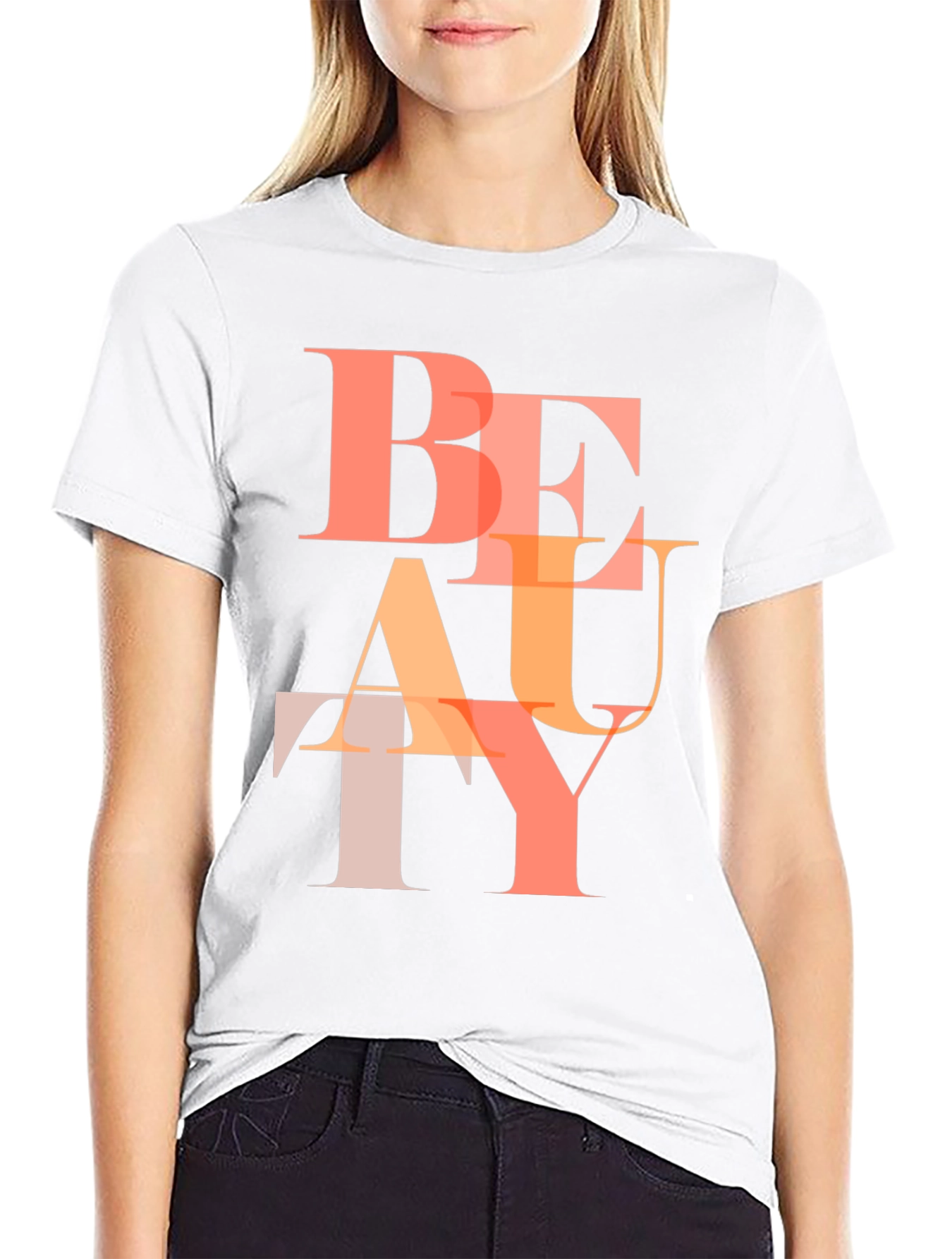 Stylish Beauty Graphic Print Black T-Shirt