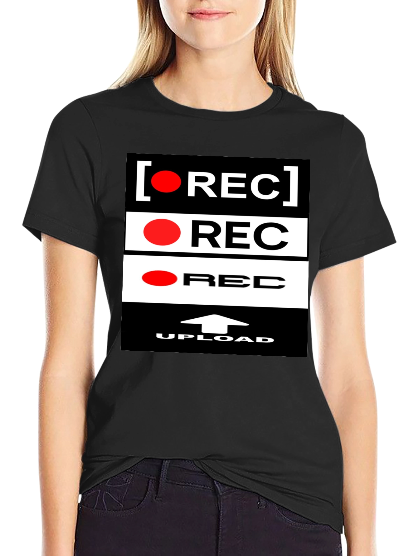 Record Upload Graphic Black T-Shirt