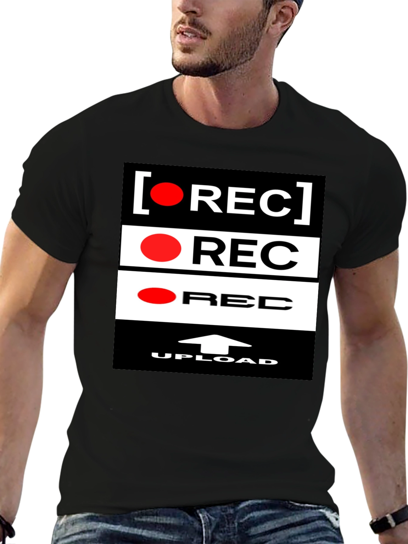 Record Upload Graphic Black T-Shirt