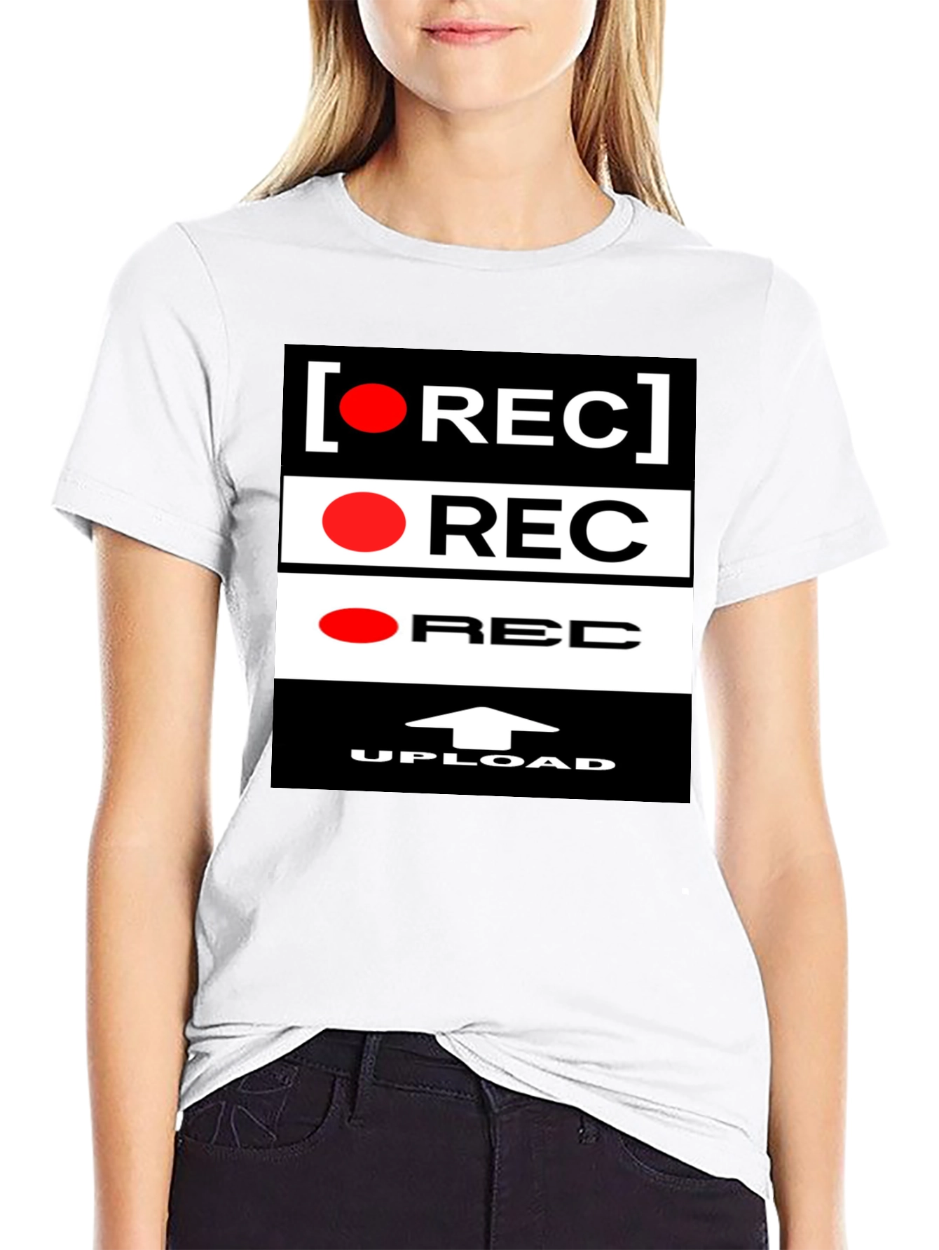 Record Upload Graphic Black T-Shirt