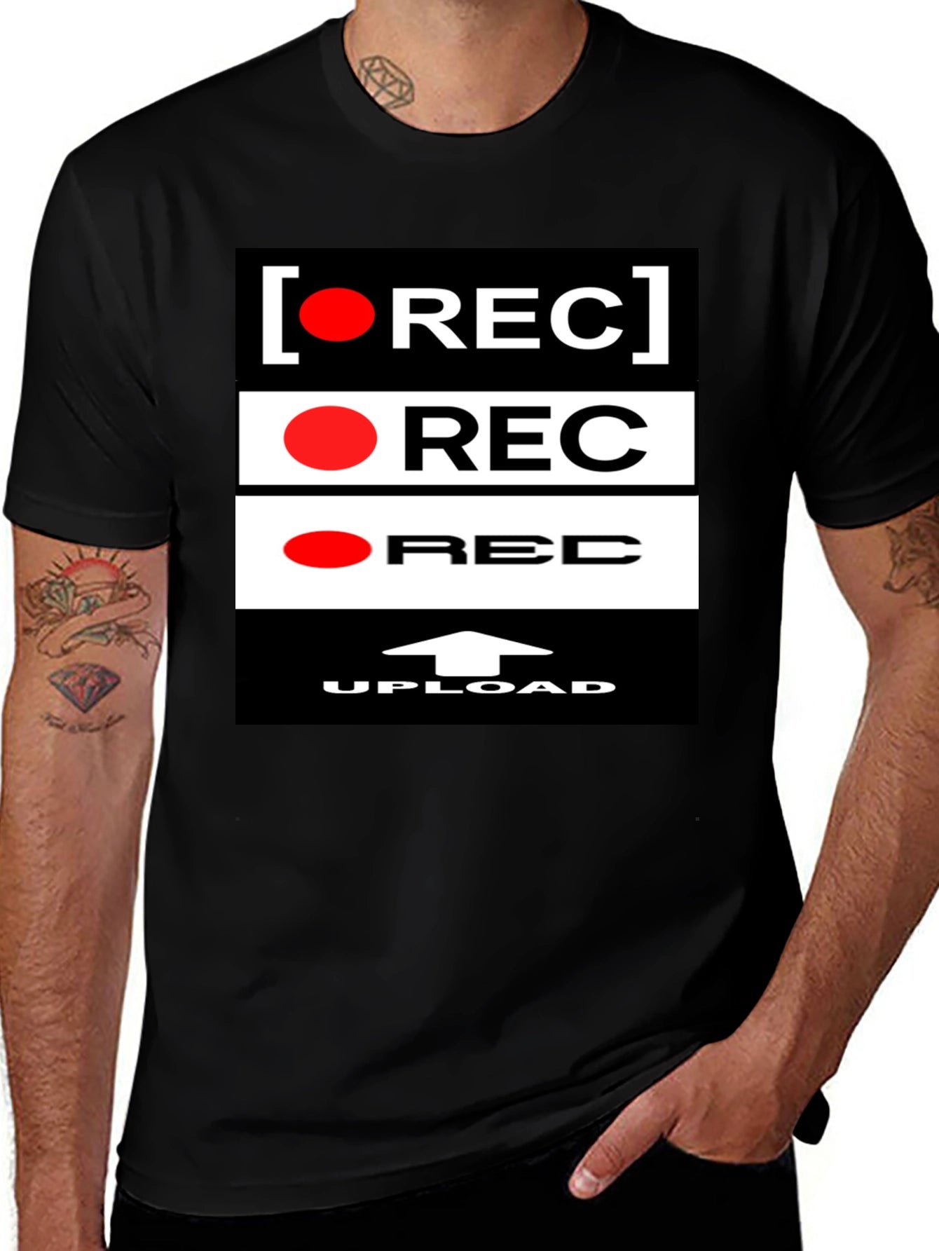 Record Upload Graphic Black T-Shirt