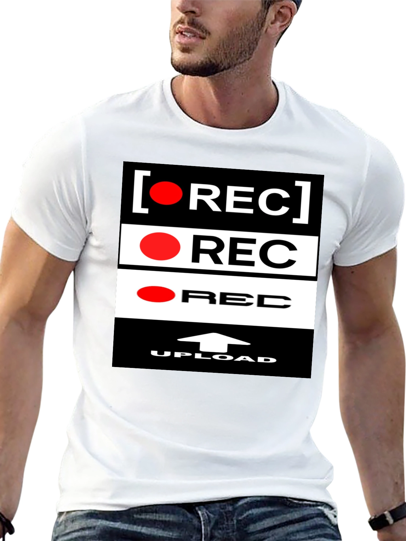 Record Upload Graphic Black T-Shirt