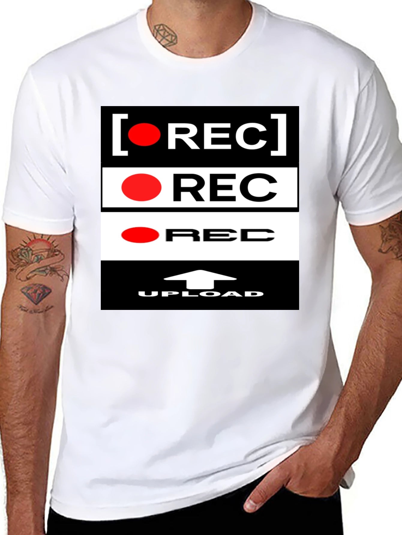 Record Upload Graphic Black T-Shirt