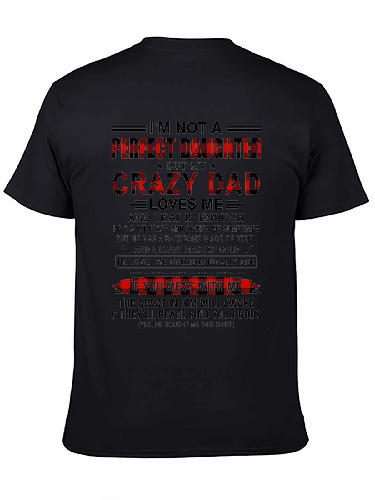Crazy Dad Daughter Black Graphic Tee