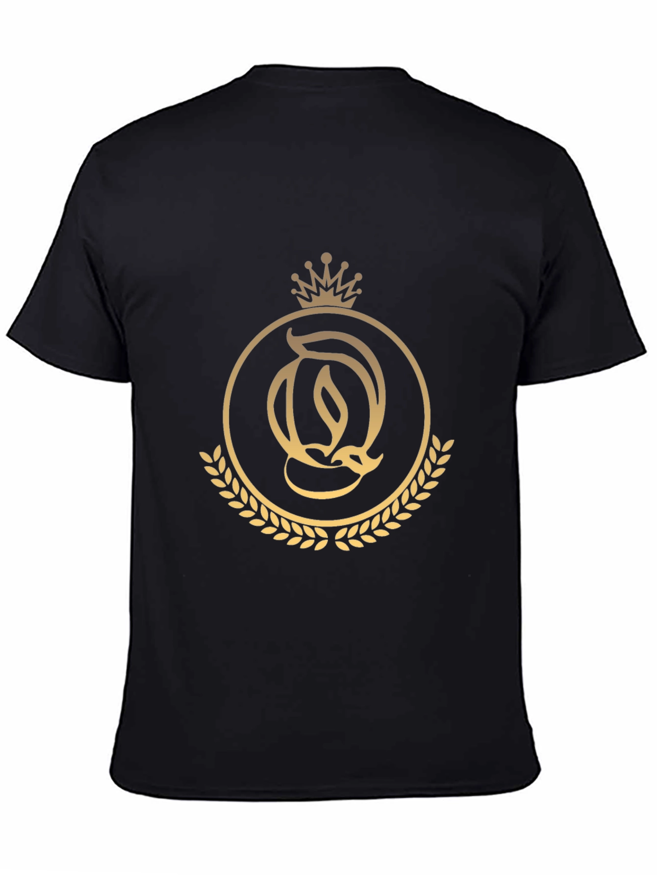 Elegant Black T-Shirt with Golden Crown Logo