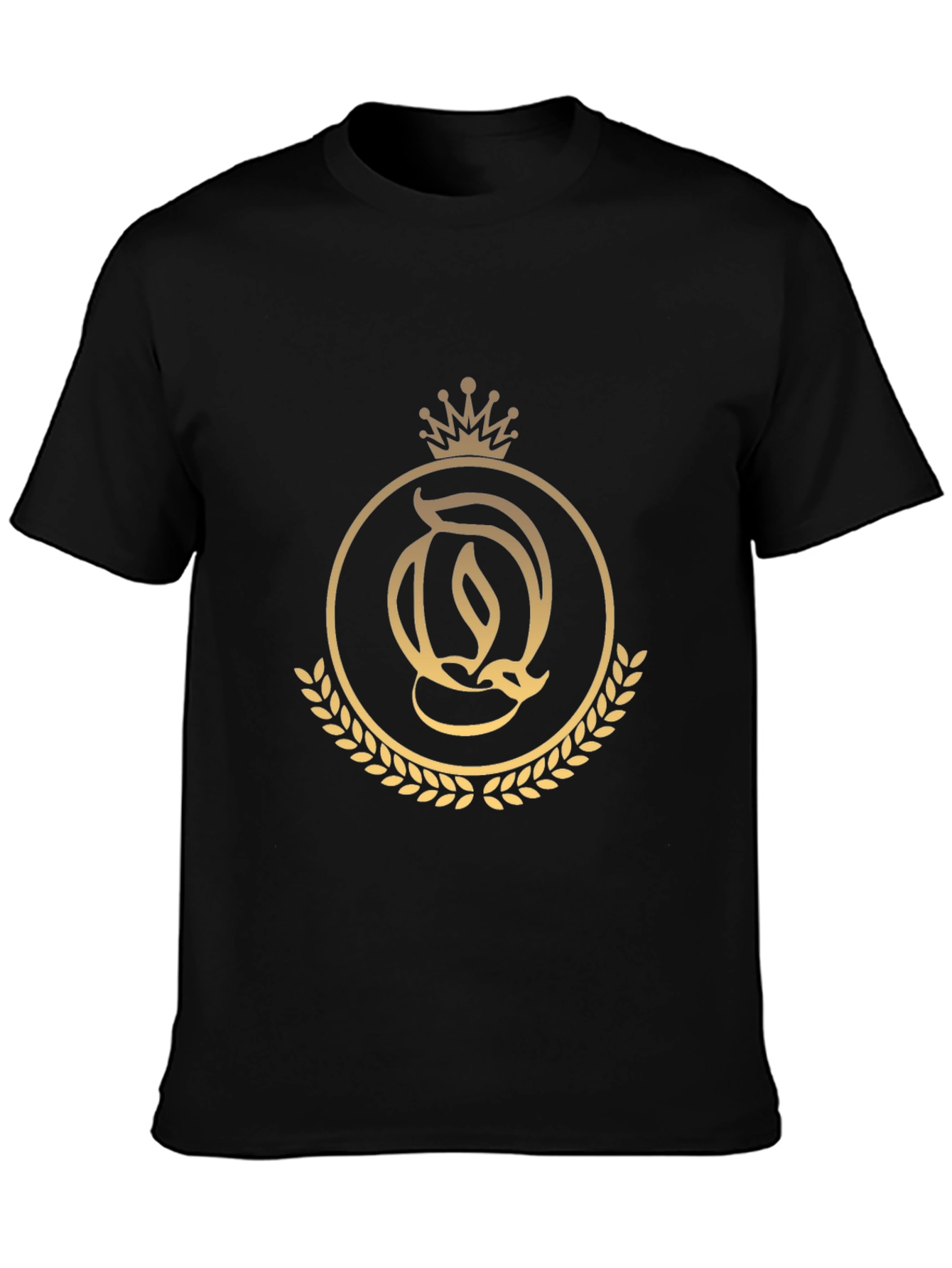 Elegant Black T-Shirt with Golden Crown Logo