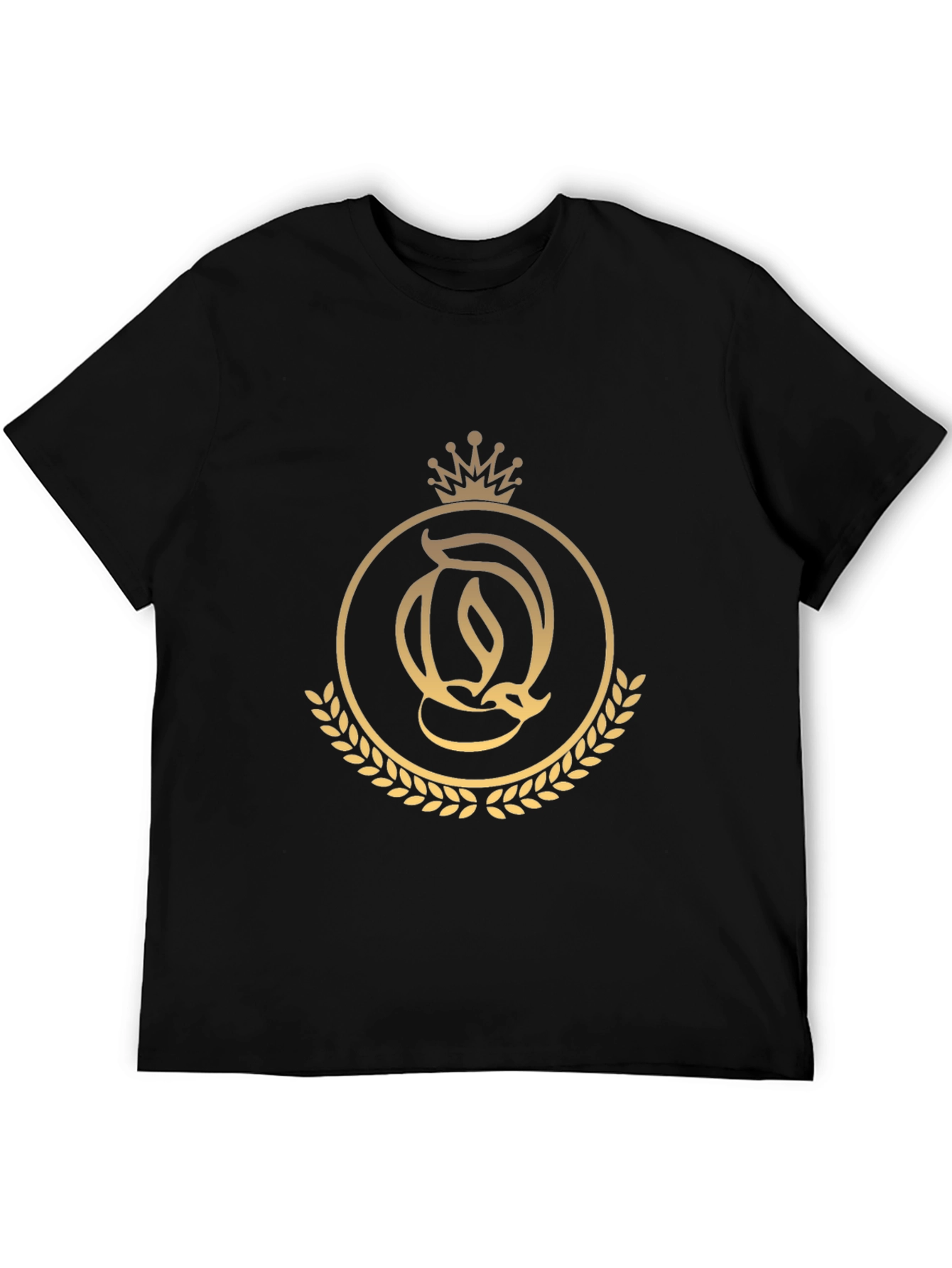 Elegant Black T-Shirt with Golden Crown Logo