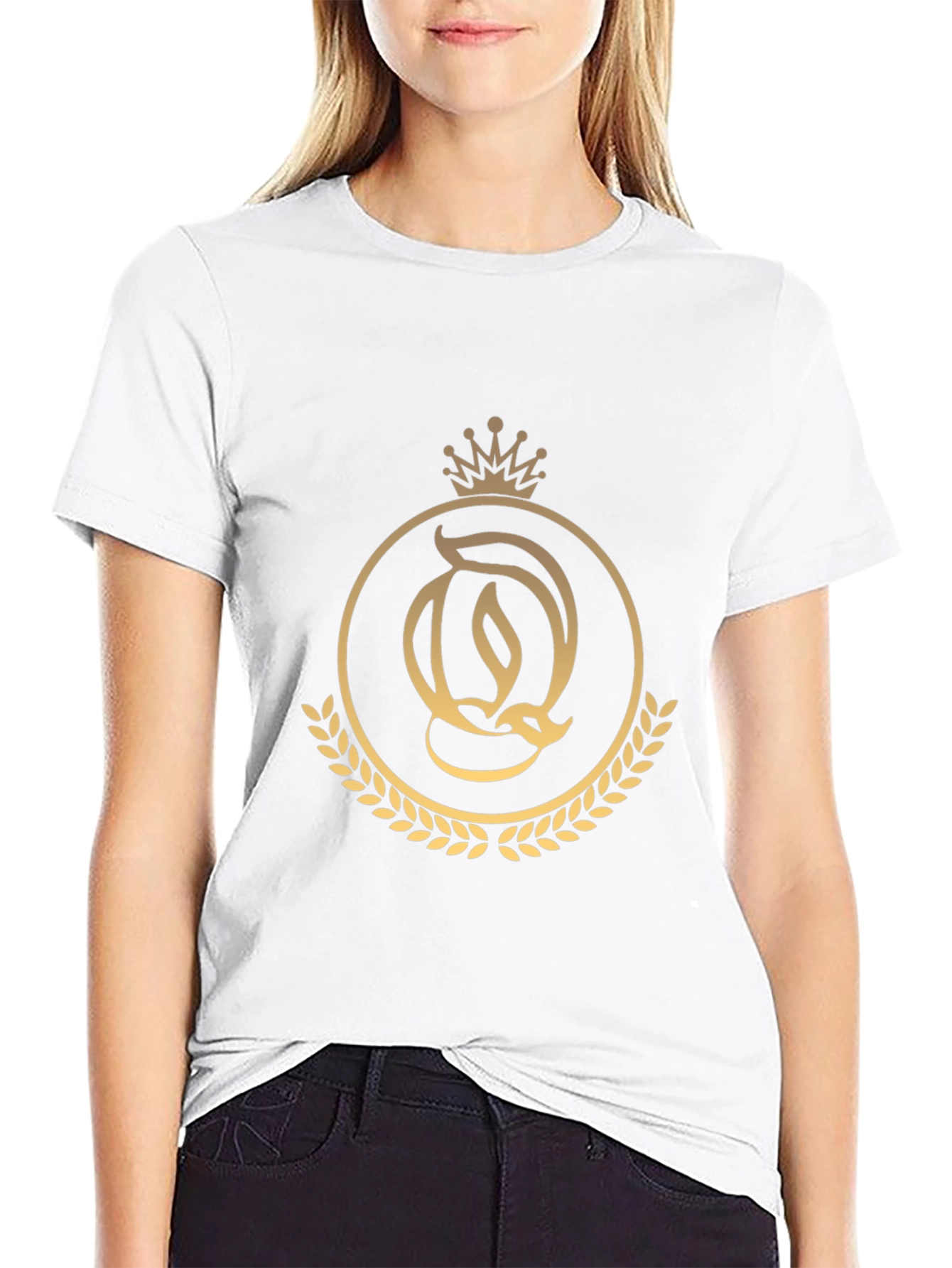 Elegant Black T-Shirt with Golden Crown Logo