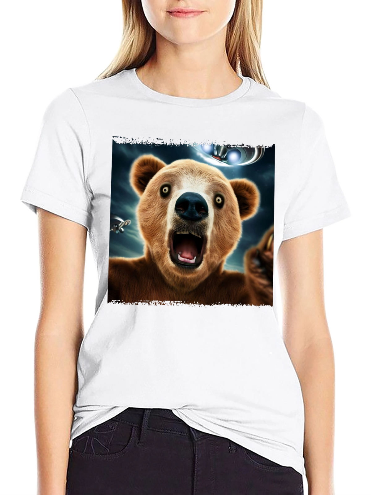 Bear UFO T-Shirt - Mens Black Graphic Tee