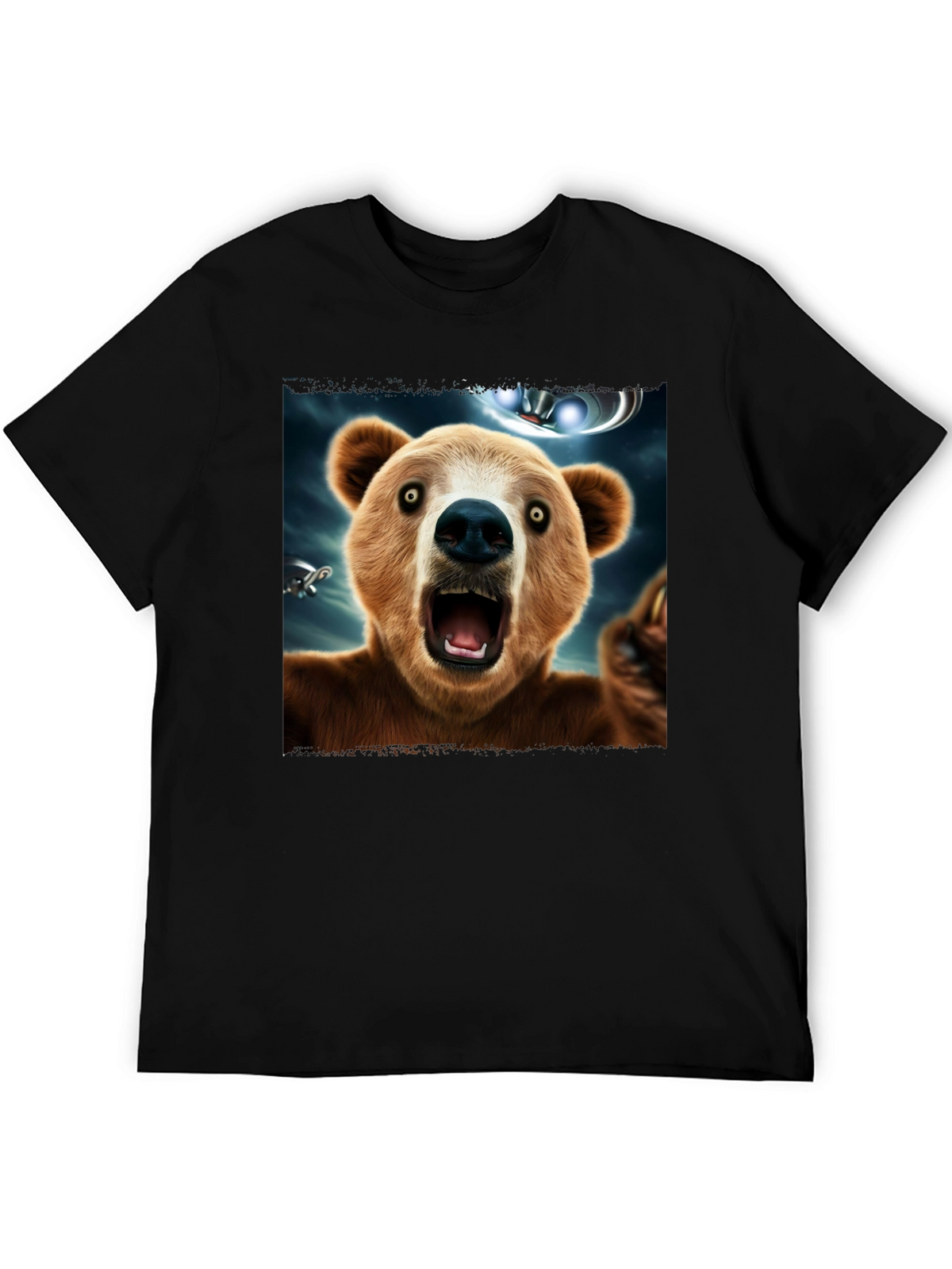 Bear UFO T-Shirt - Mens Black Graphic Tee