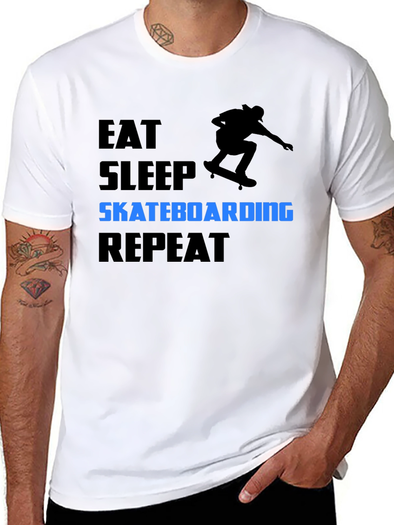Eat Sleep Skateboarding Repeat Black T-Shirt