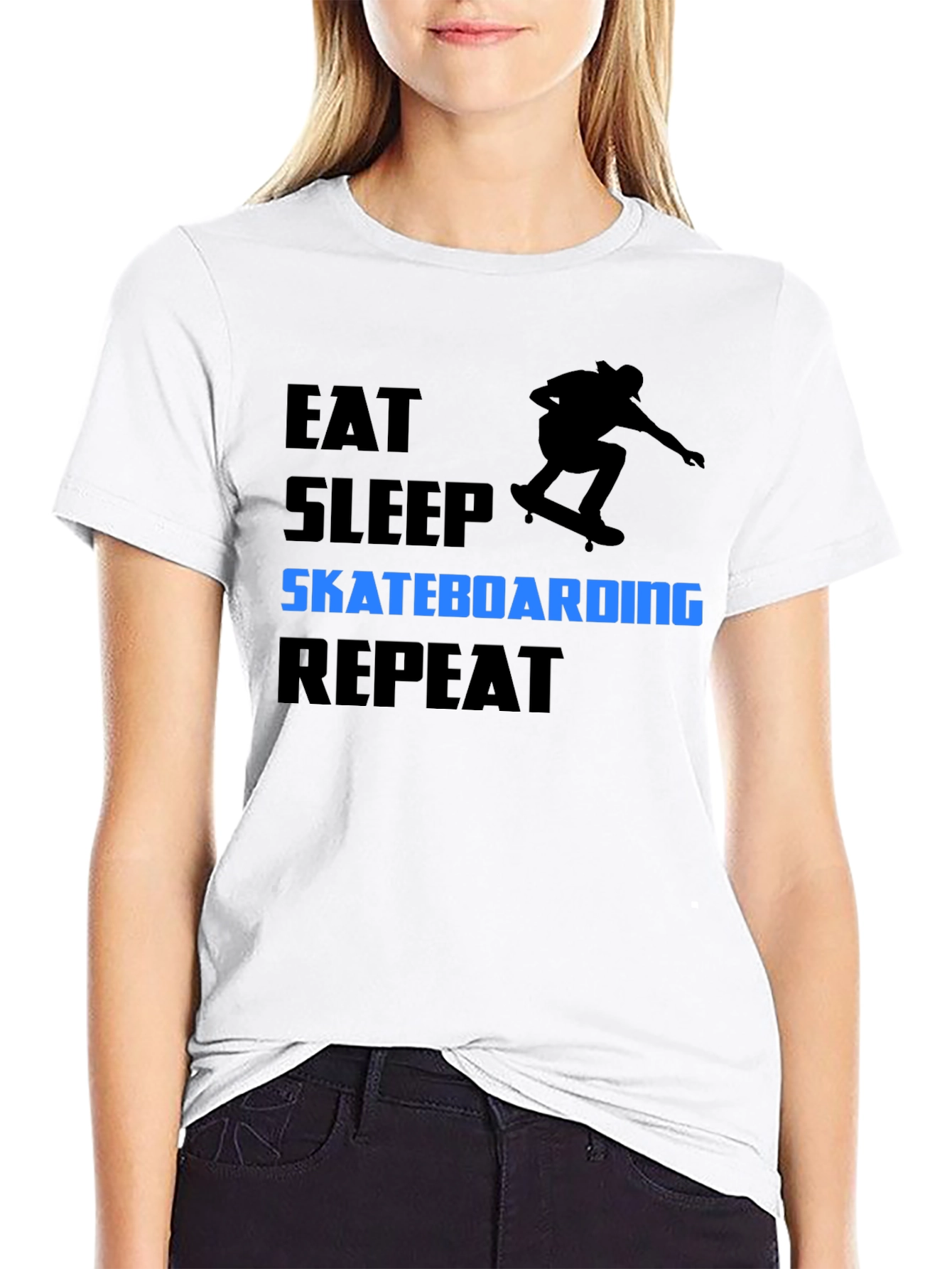 Eat Sleep Skateboarding Repeat Black T-Shirt