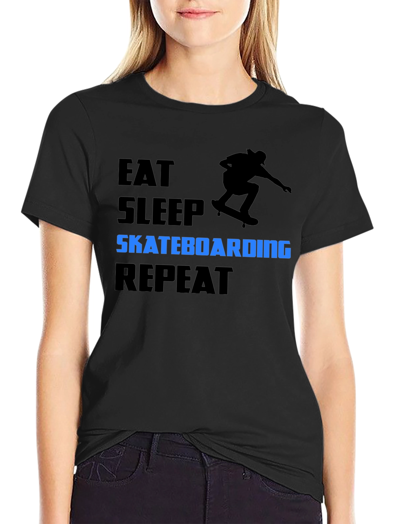 Eat Sleep Skateboarding Repeat Black T-Shirt