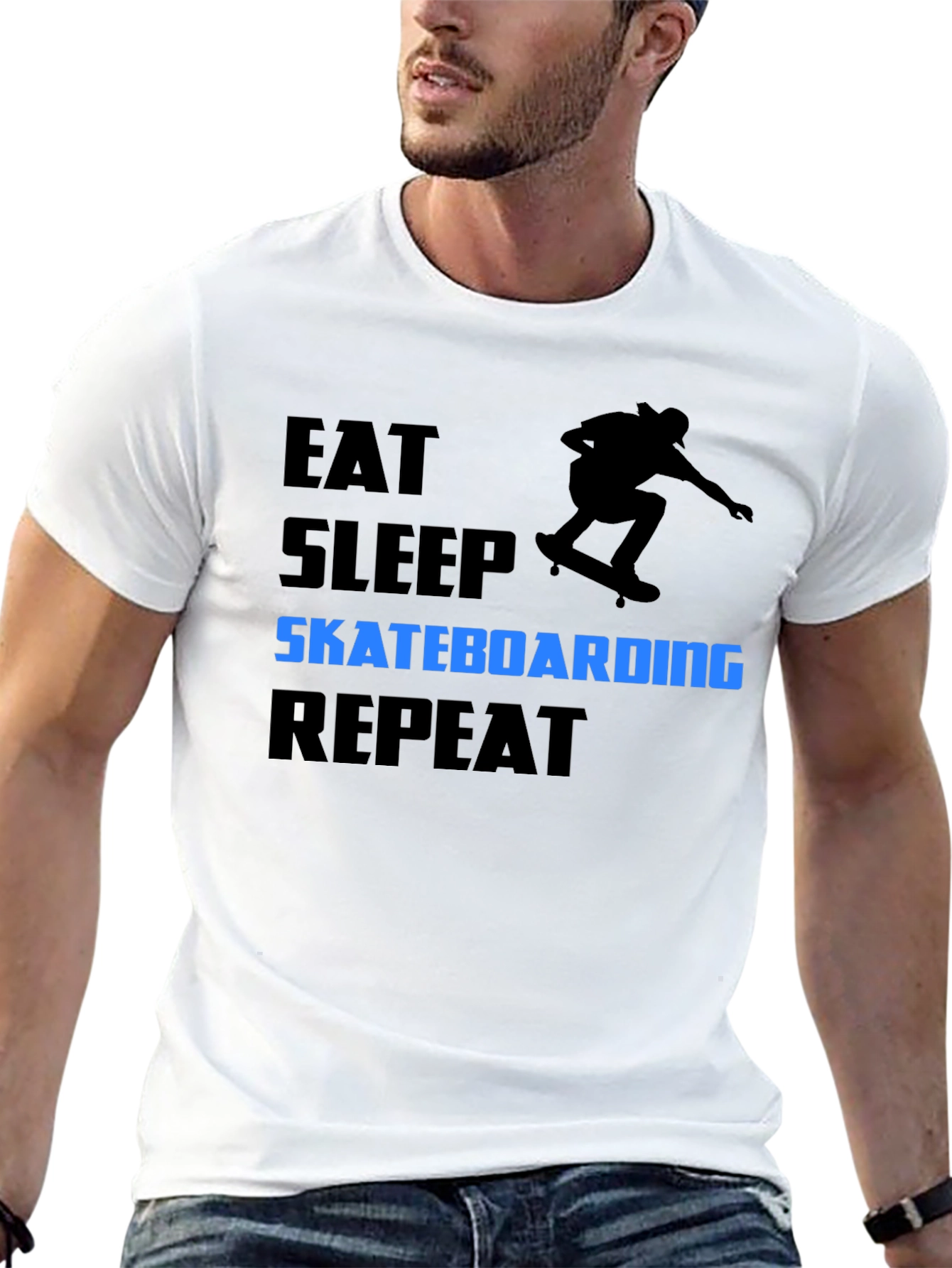 Eat Sleep Skateboarding Repeat Black T-Shirt