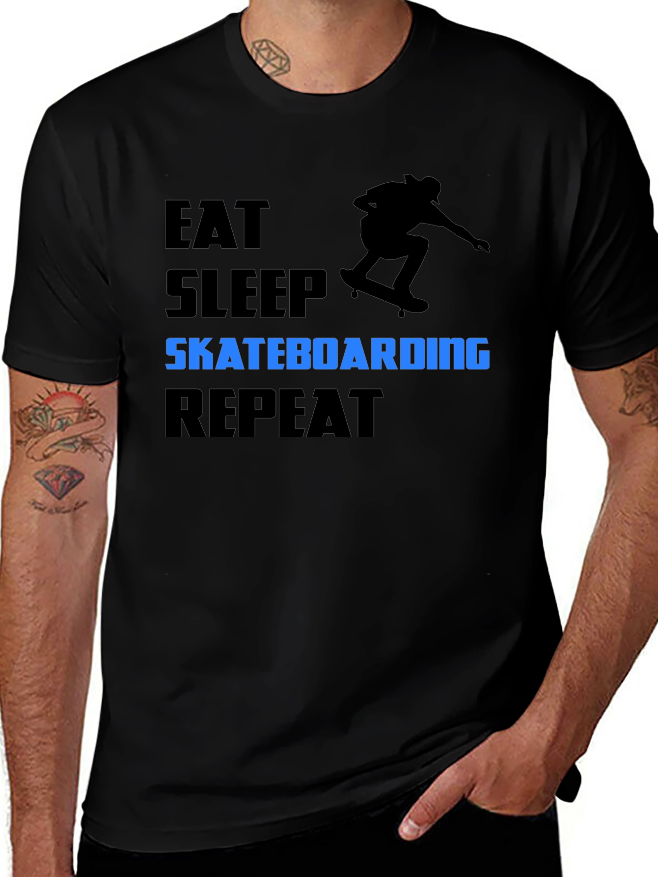 Eat Sleep Skateboarding Repeat Black T-Shirt
