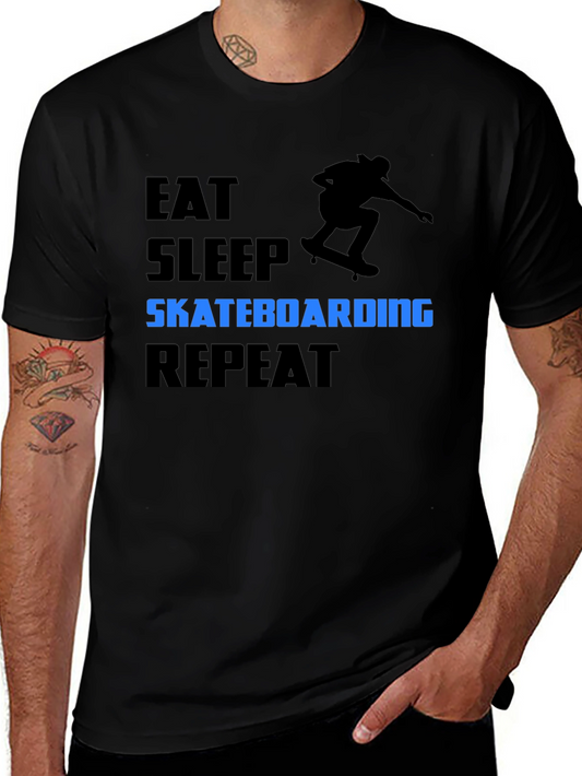 Eat Sleep Skateboarding Repeat Black T-Shirt