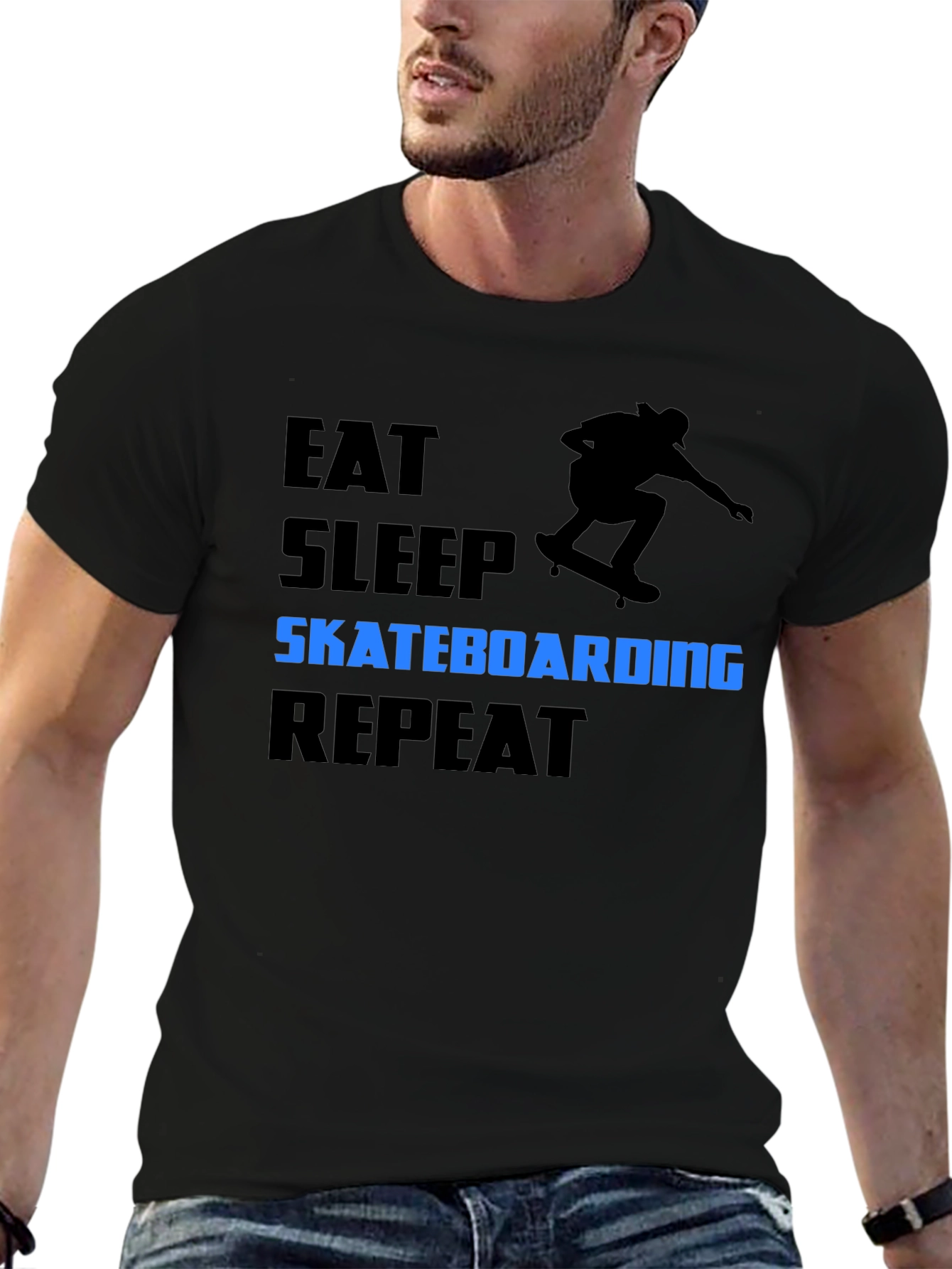 Eat Sleep Skateboarding Repeat Black T-Shirt