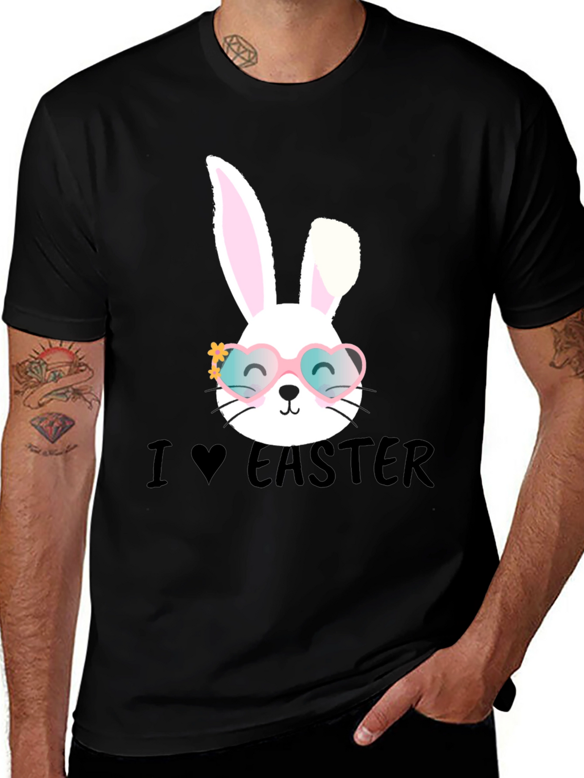 I Love Easter Bunny Heart Glasses T-Shirt
