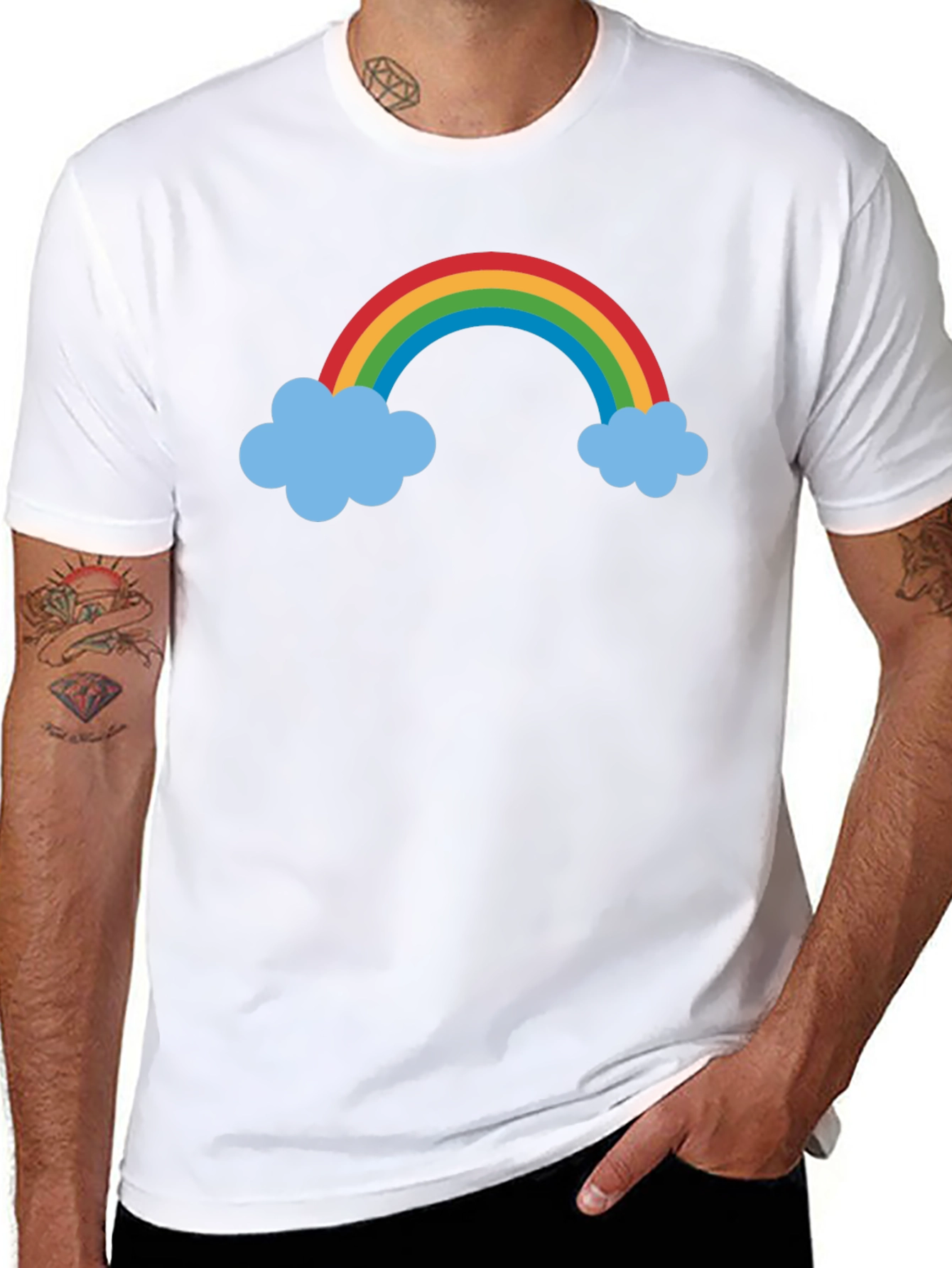 Rainbow & Cloud Graphic Black T-Shirt