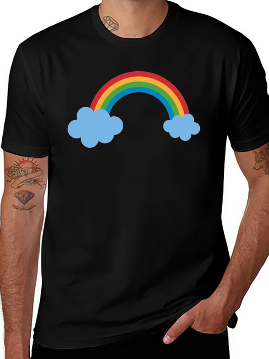Rainbow & Cloud Graphic Black T-Shirt