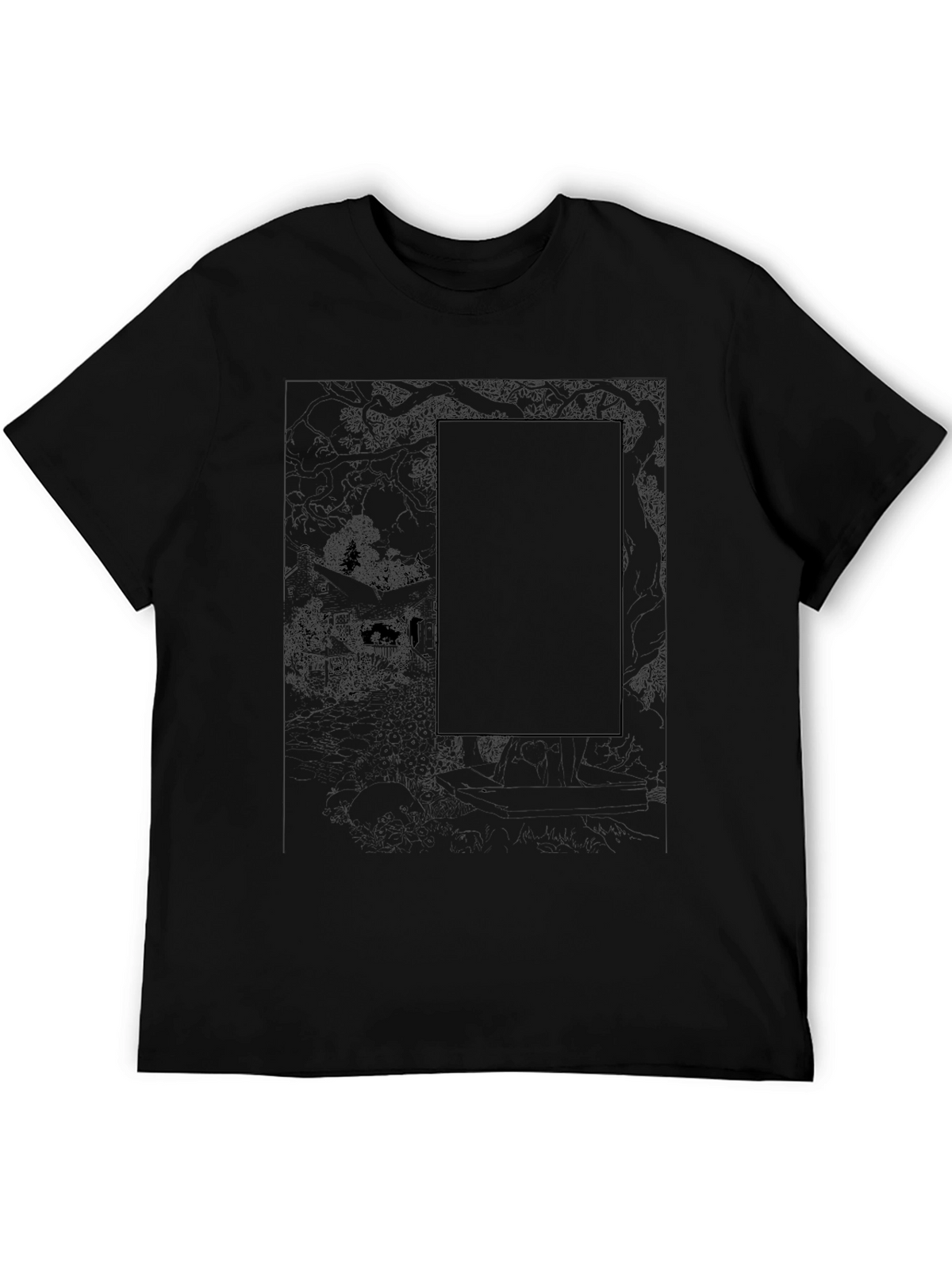 Black Graphic Print Tee - Unique Design