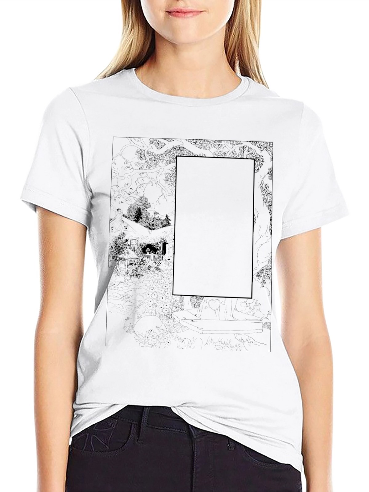 Black Graphic Print Tee - Unique Design