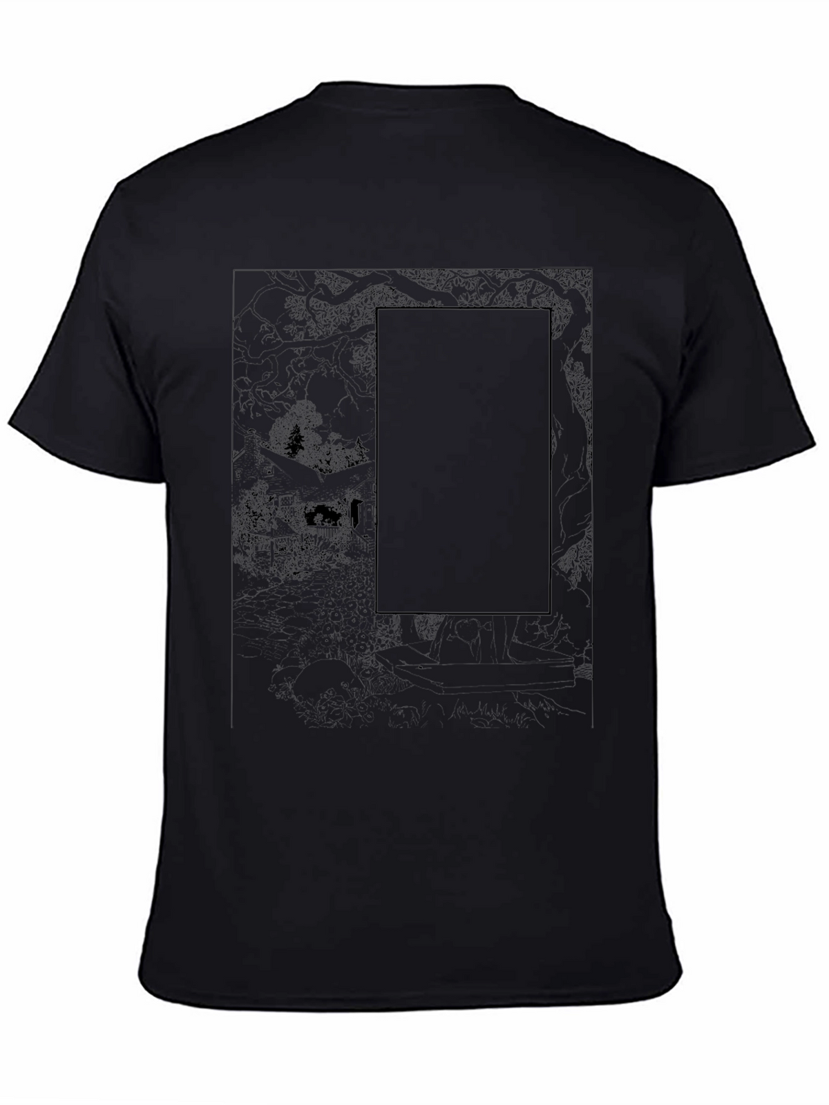 Black Graphic Print Tee - Unique Design