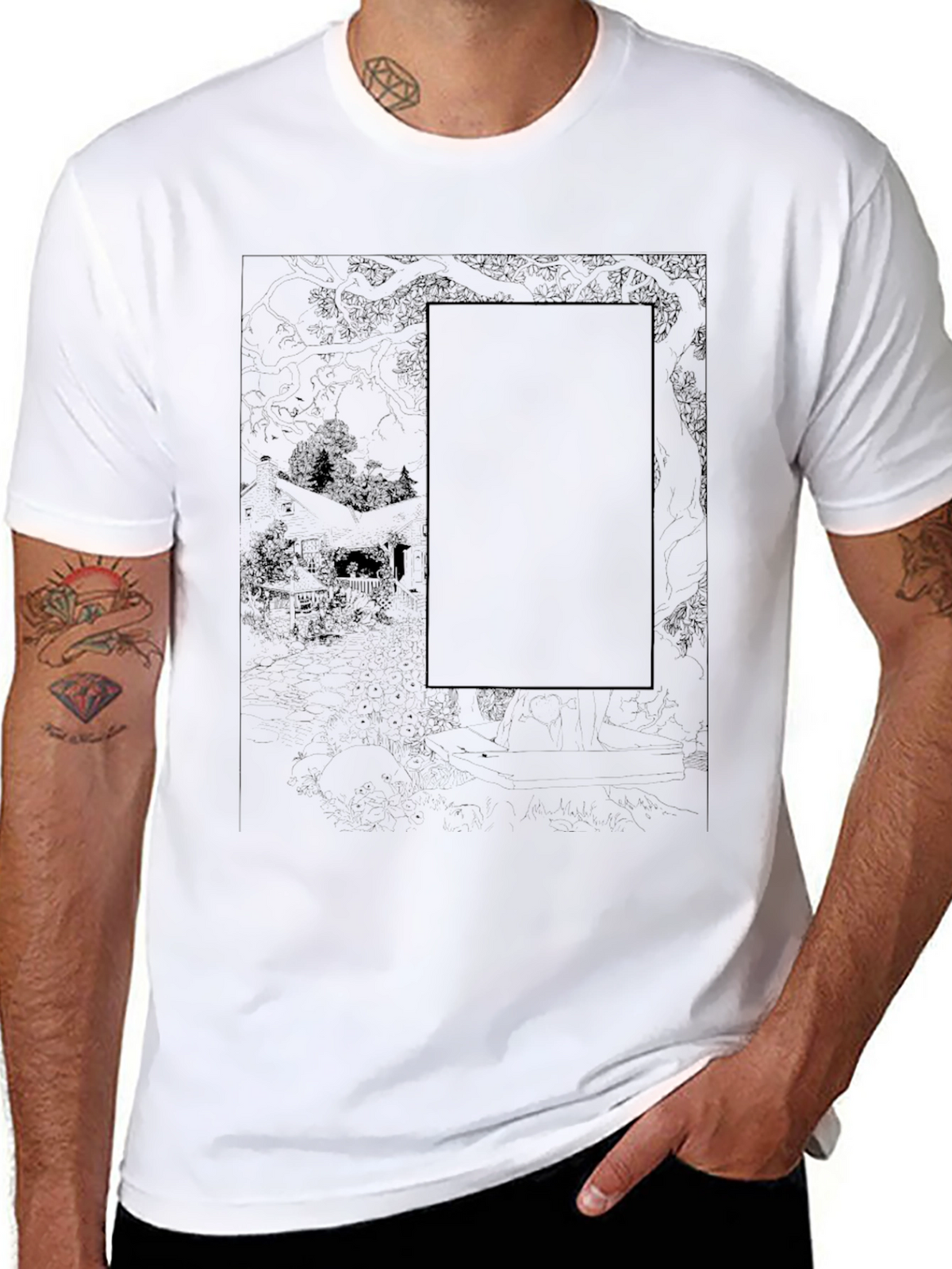 Black Graphic Print Tee - Unique Design