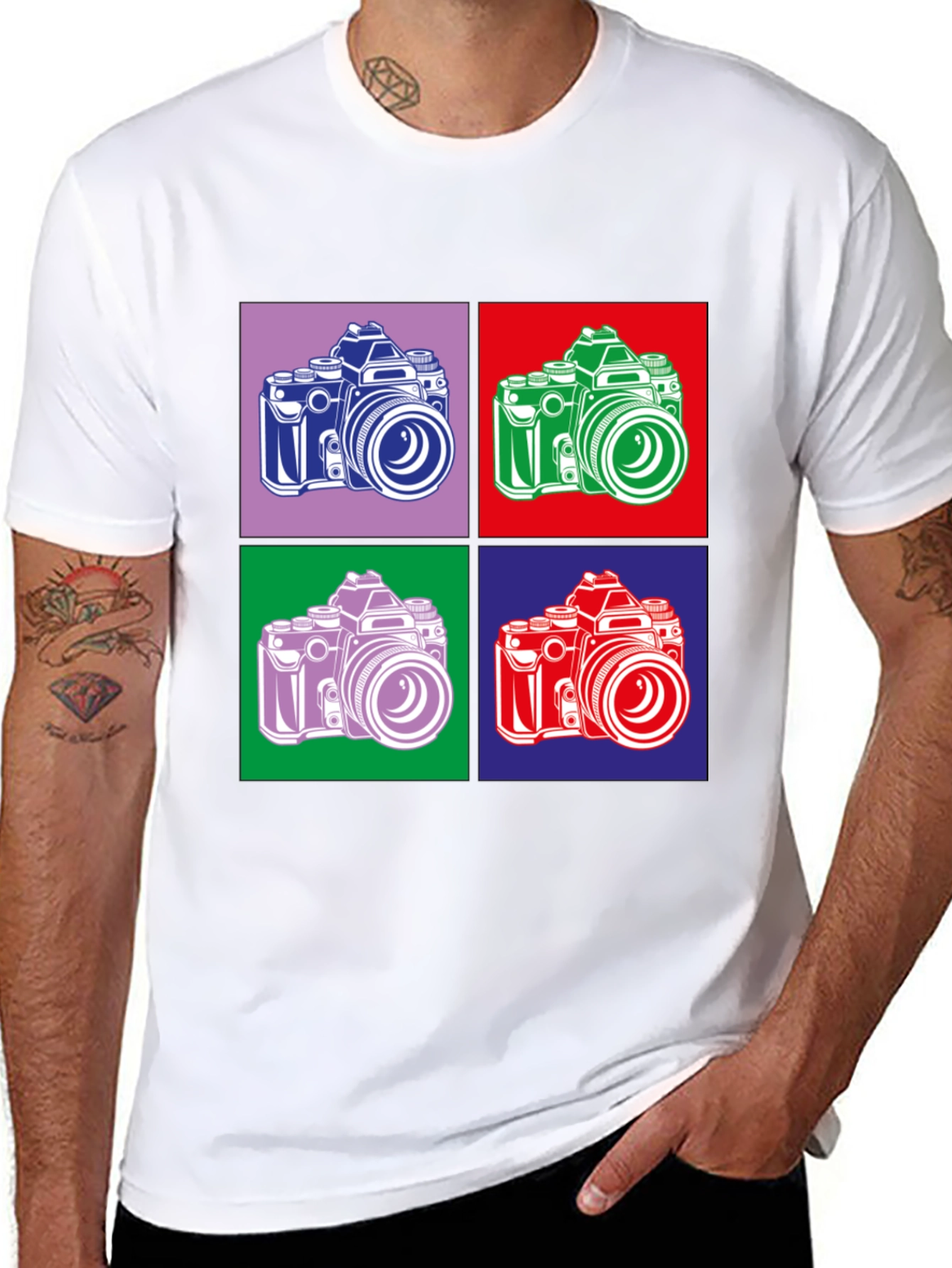 Retro Camera Graphic Tee - Pop Art Style