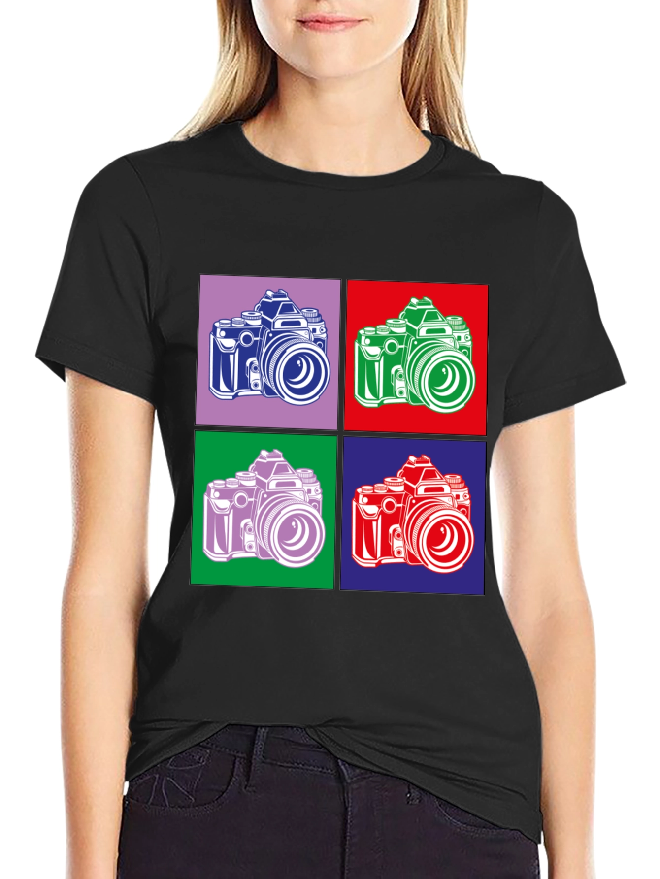 Retro Camera Graphic Tee - Pop Art Style