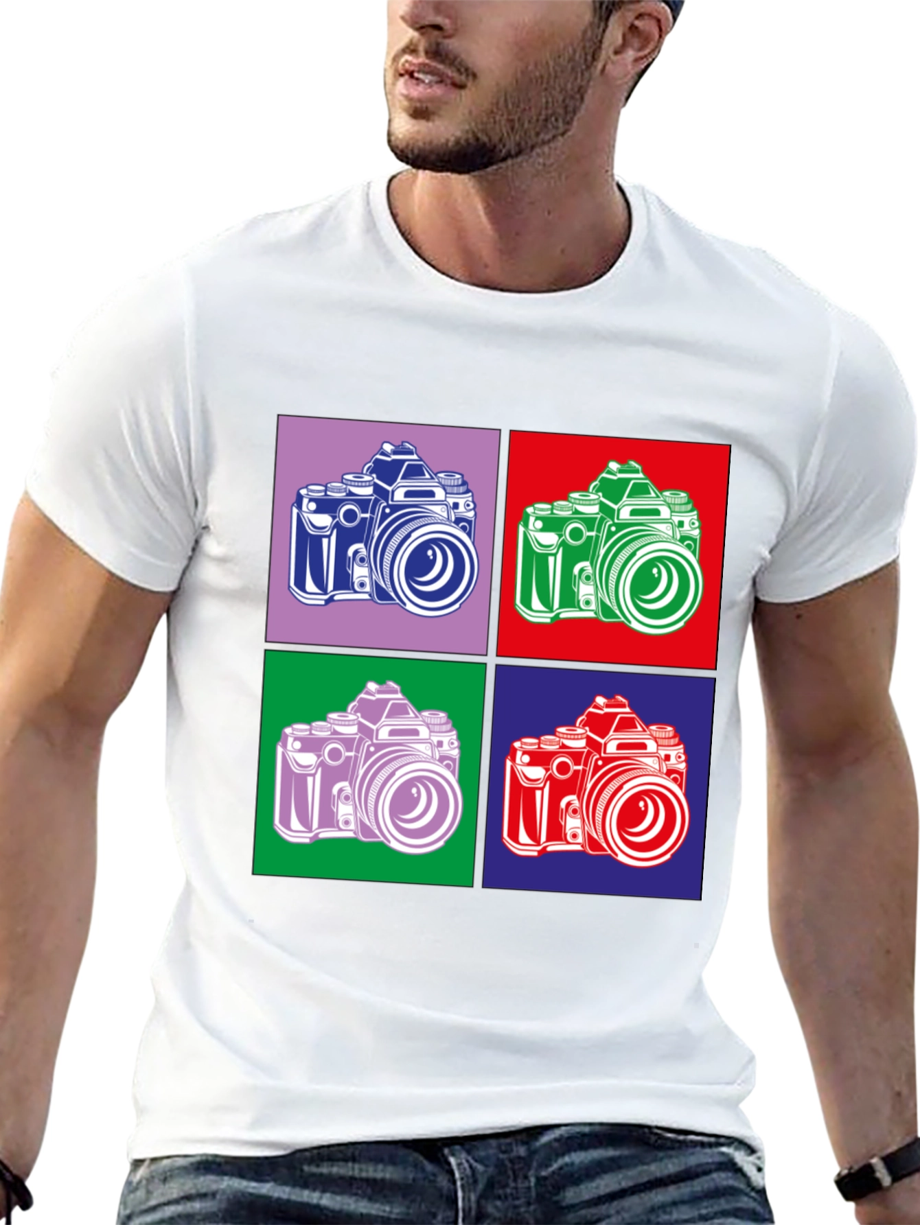 Retro Camera Graphic Tee - Pop Art Style