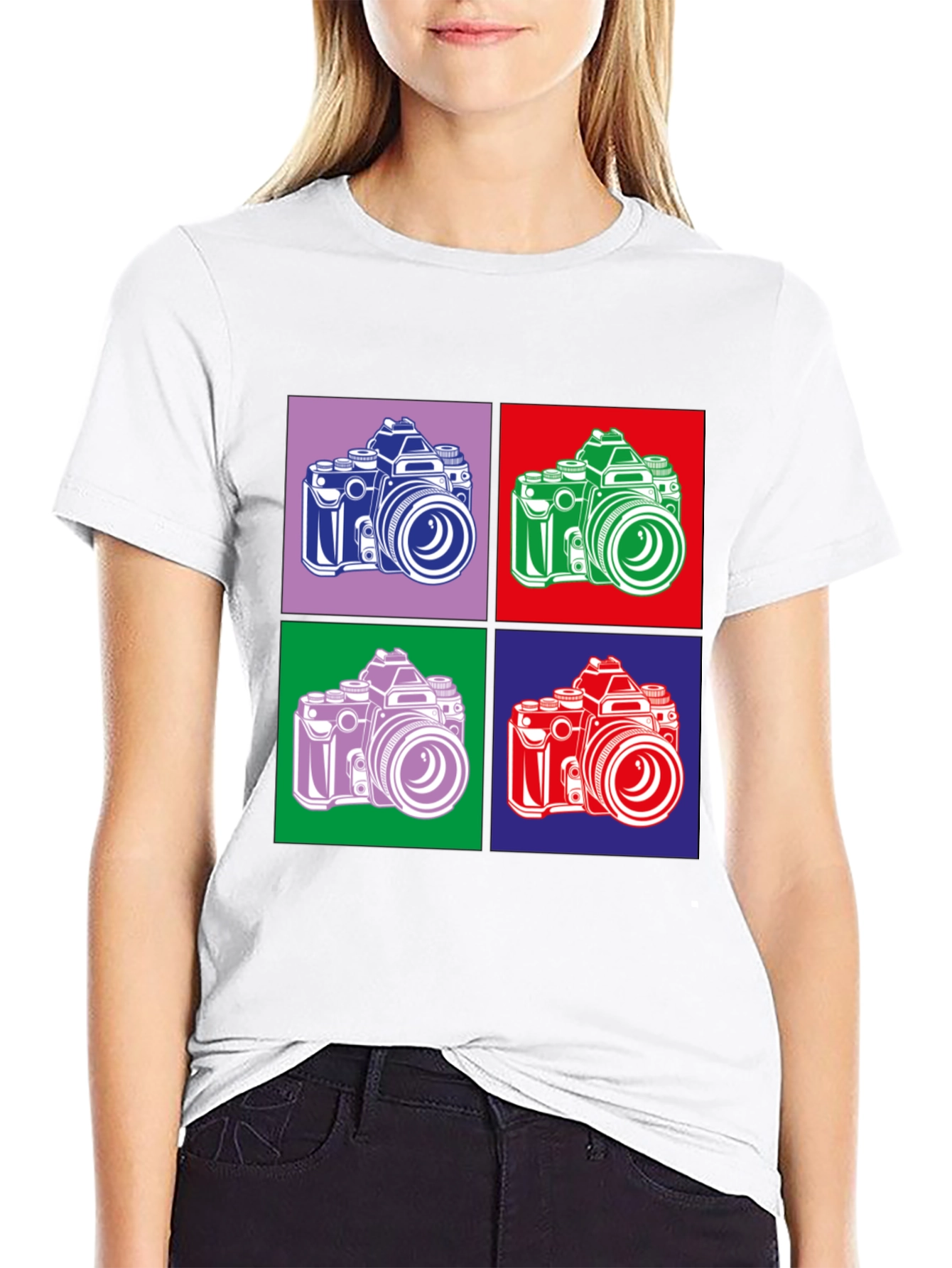 Retro Camera Graphic Tee - Pop Art Style