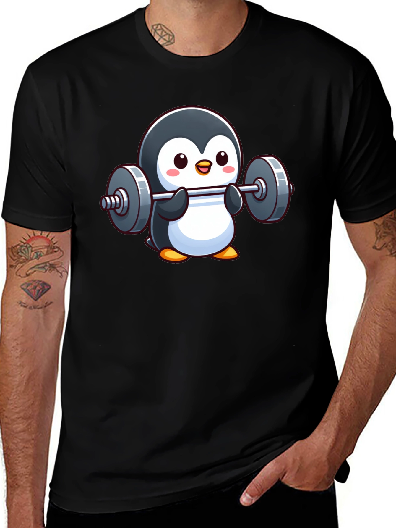 Penguin Powerlifter T-Shirt: Cute Workout Tee