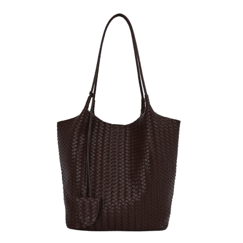 Stylish Large Capacity Woven Texture Tote Bag for Versatile Fashion