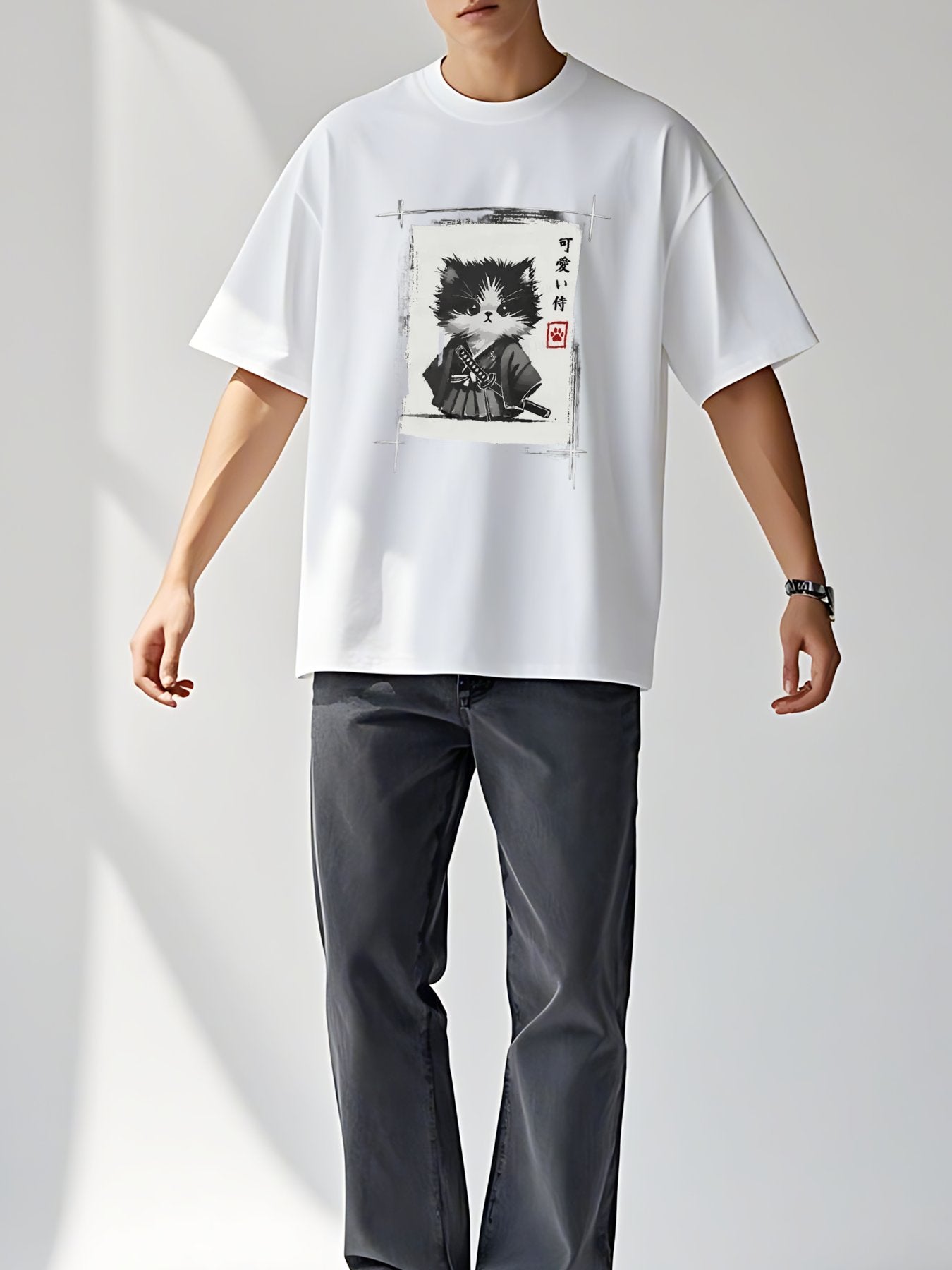 T-shirt Tokyo-tiger-kitten-samurai-washed-t-shirt