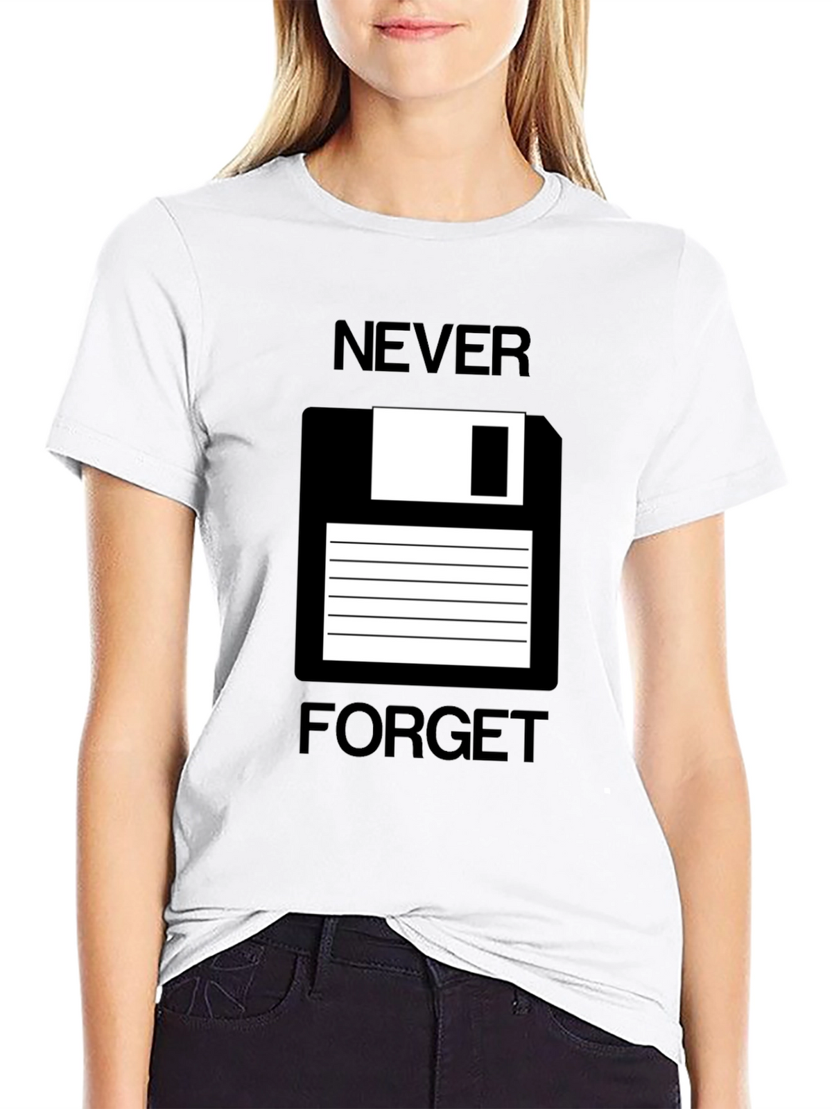 Retro Floppy Disk T-Shirt - Never Forget