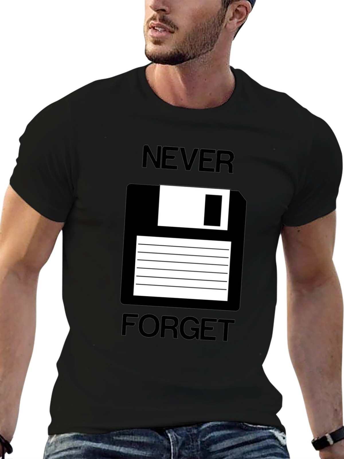 Retro Floppy Disk T-Shirt - Never Forget