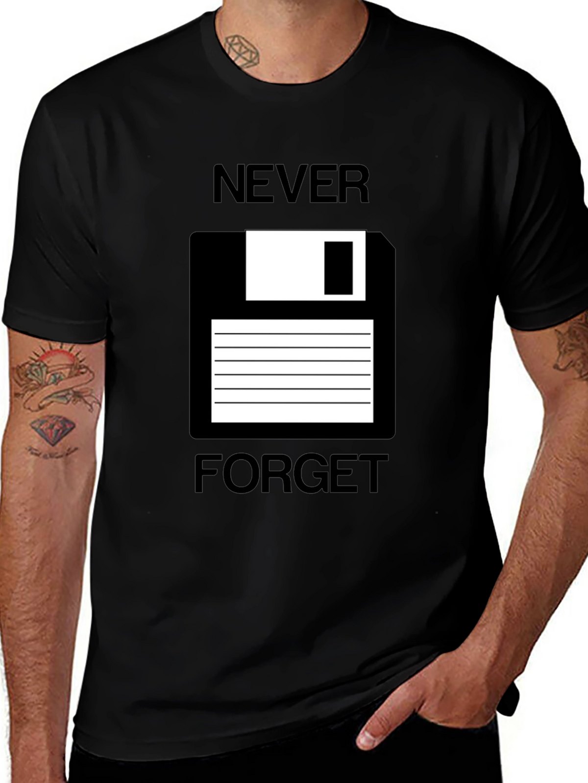 Retro Floppy Disk T-Shirt - Never Forget