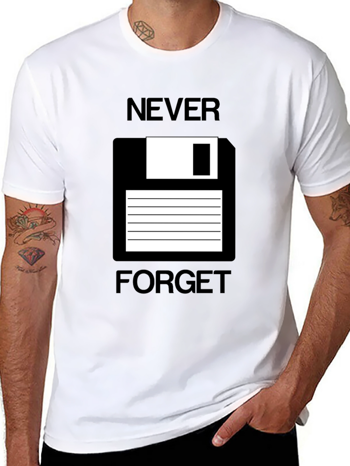 Retro Floppy Disk T-Shirt - Never Forget