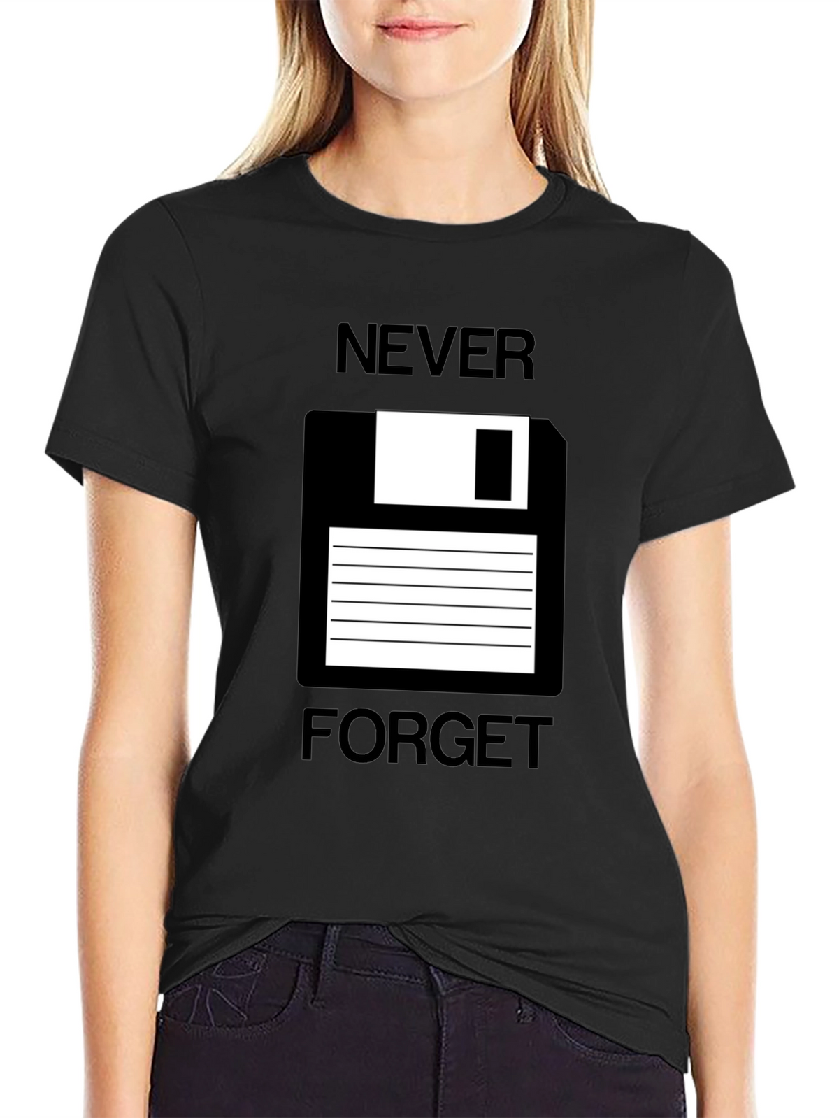 Retro Floppy Disk T-Shirt - Never Forget
