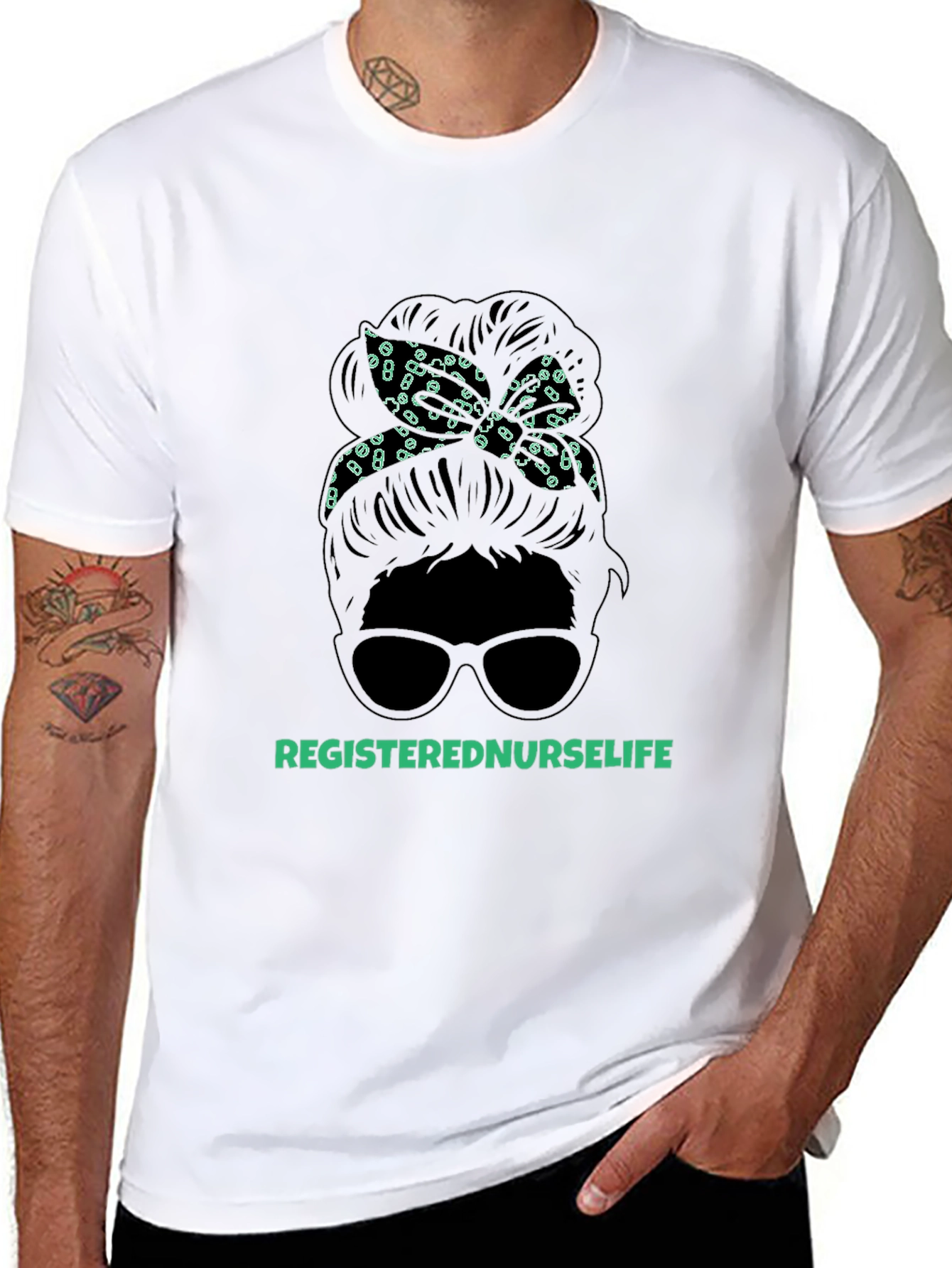 Registered Nurse Life Messy Bun T-Shirt